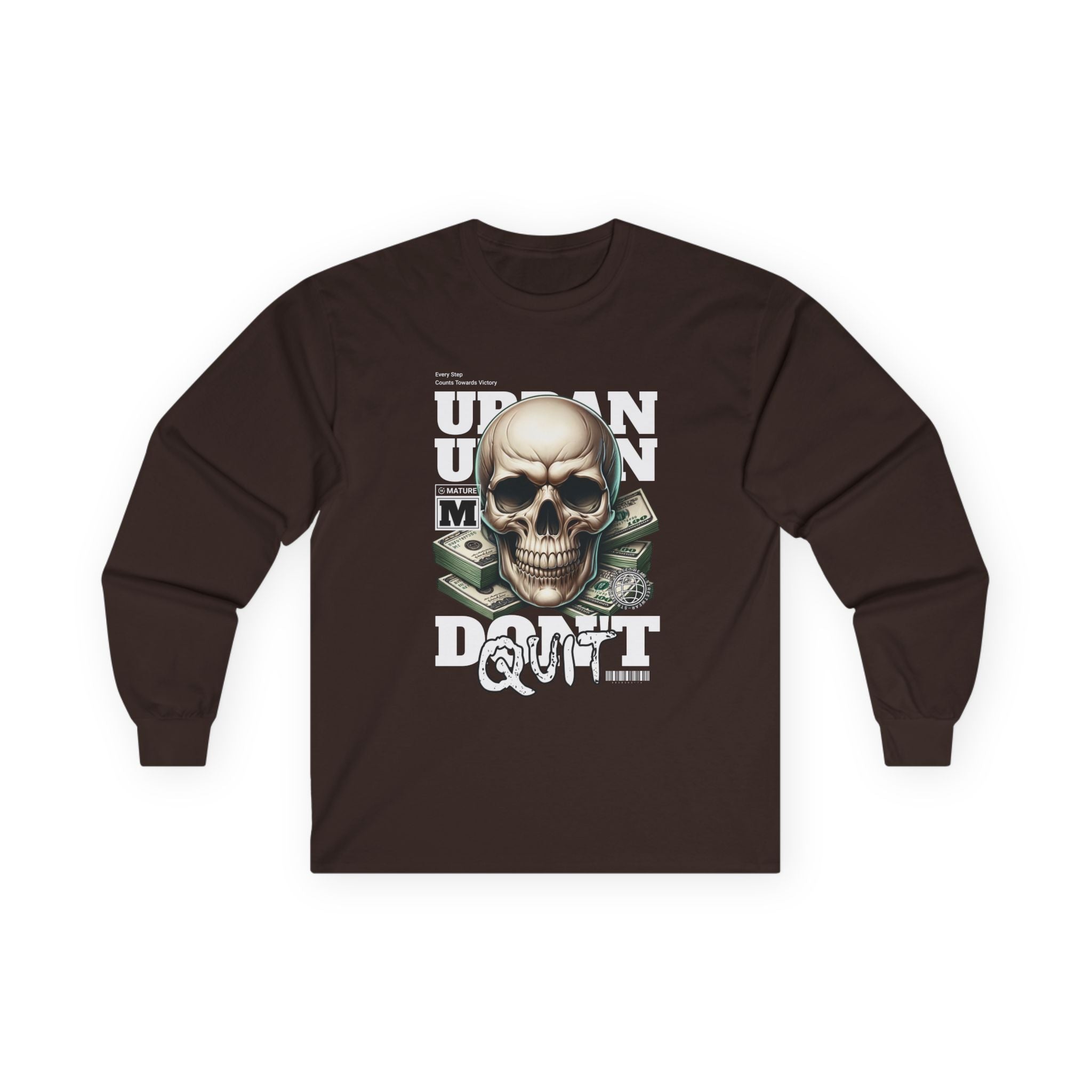 Urban Skull Graphic Long Sleeve Tee | Unisex Cotton Shirt for Halloween, Streetwear, Graphic Tee, Gift for Him/Her