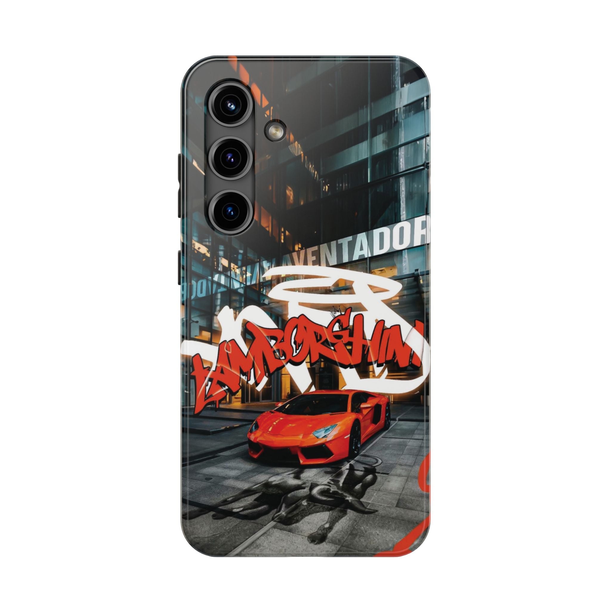 Urban Graffiti Tough Phone Case - Red Lamborghini Design