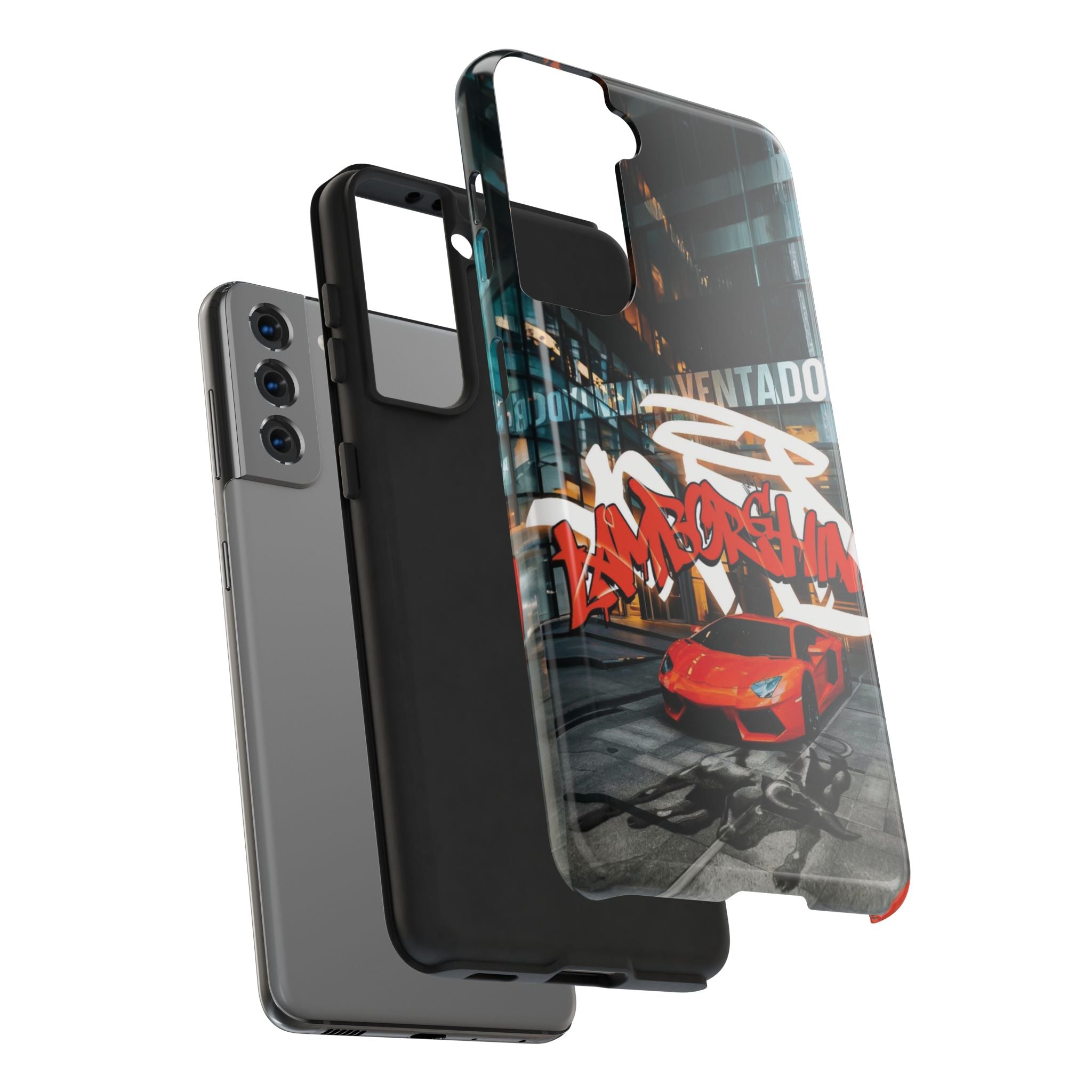 Urban Graffiti Tough Phone Case - Red Lamborghini Design