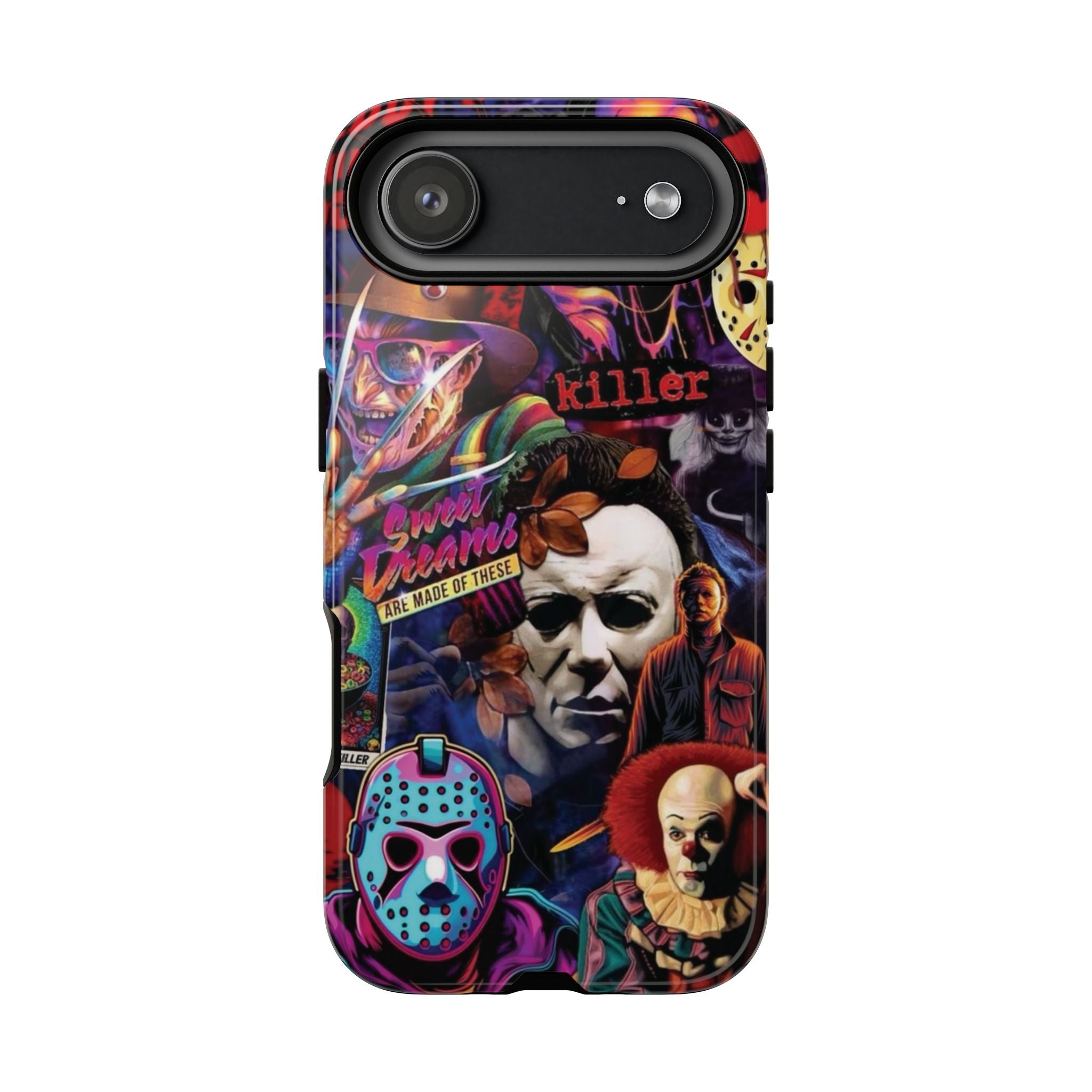Horror Movie Collage Phone Case — Classic Slasher Icons (Michael Myers, Jason, Freddy, Ghostface, Pennywise)