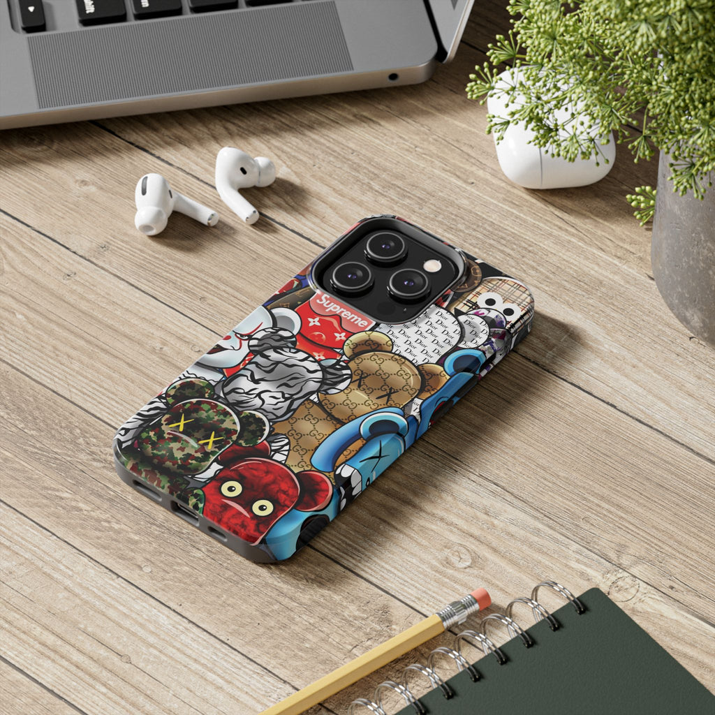 Trendy Bear Phone Case: Stylish Tough Protector for Streetwear Lovers, Gift for Teens, Unique Accessories for Holiday Celebrations