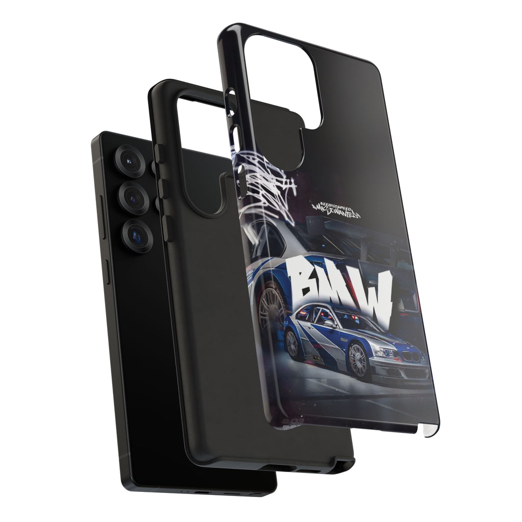 Racing Graffiti Tough Phone Case — Blue Sports Car Design