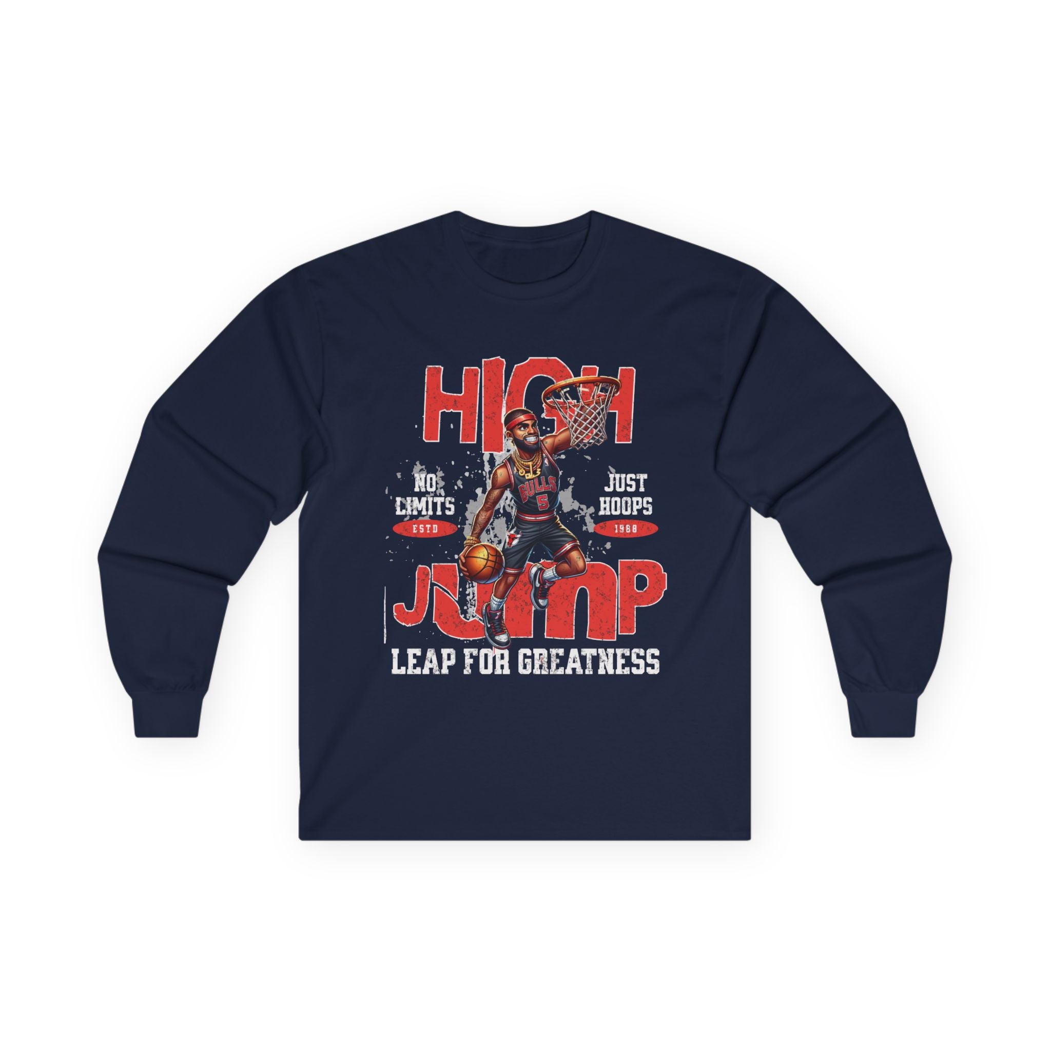 High Jump Long Sleeve Tee - Leap for Greatness Basketball Shirt