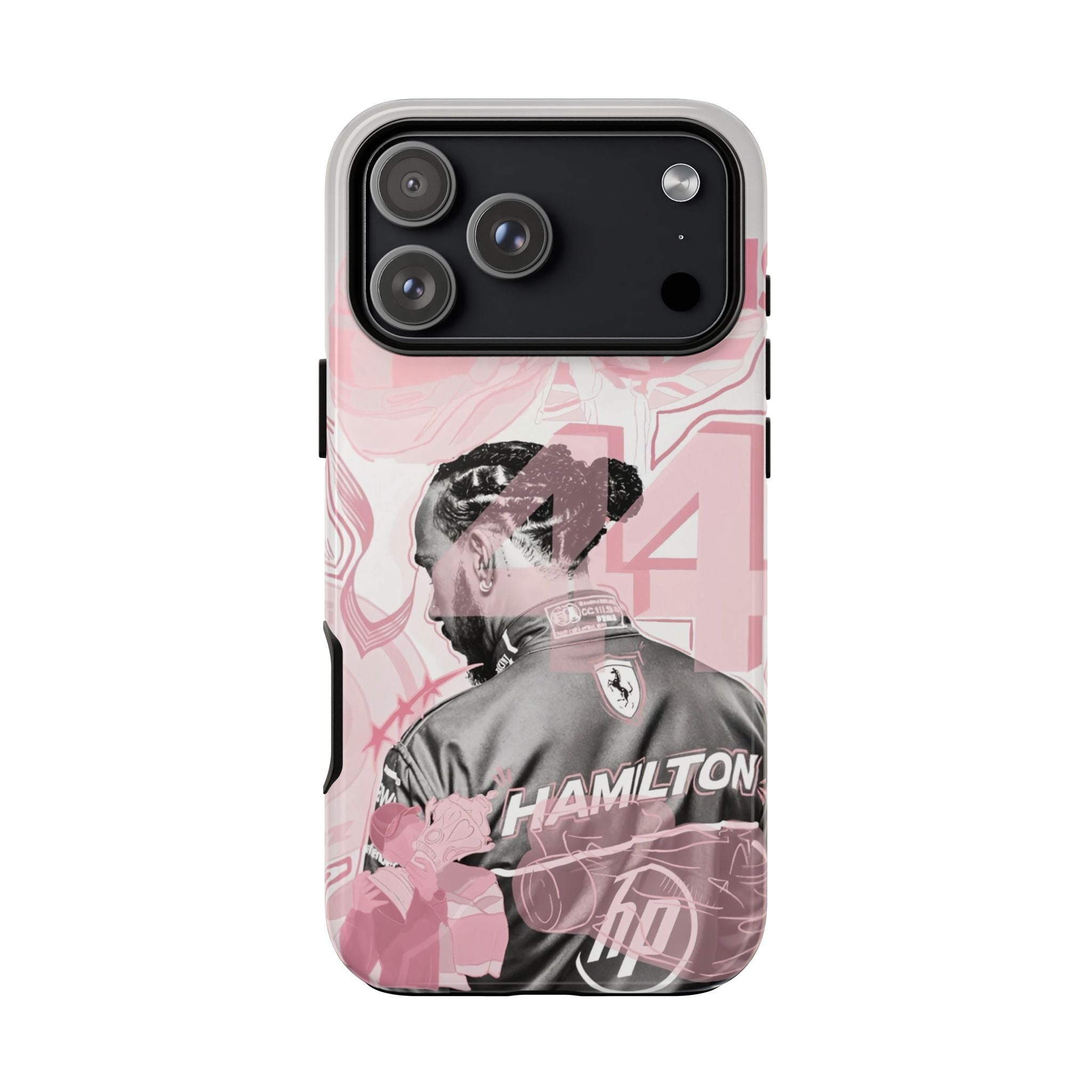 Hamilton Racing Phone Case — Pink Retro Driver Collage Tough Case