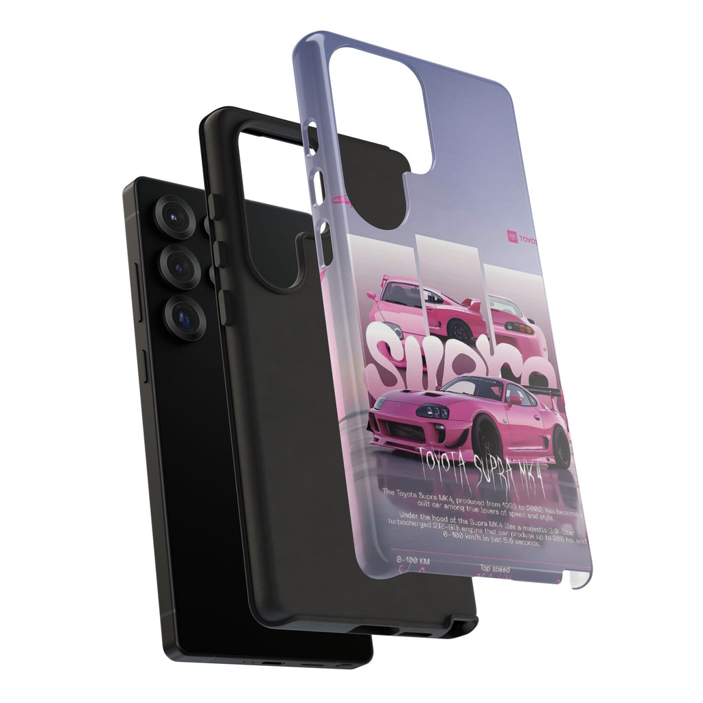 Pink Toyota Supra Phone Case — Retro Car Graffiti Design