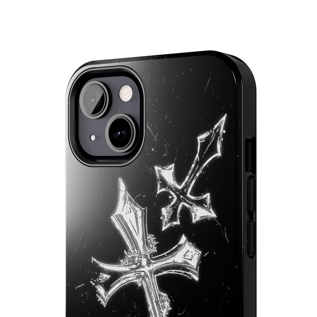 Tough Phone Case with Cross Design, Gothic Phone Cover, Personalized Phone Case, Customizable Tech Accessories, Unique Gift Idea