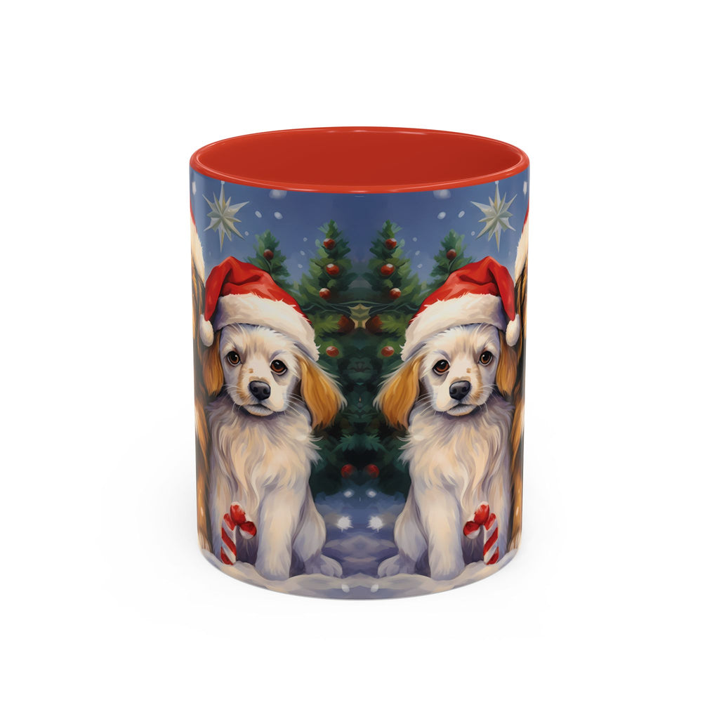 Christmas Puppies Coffee Mug – Festive Santa Hat Dog Accent Mug (11/15oz)