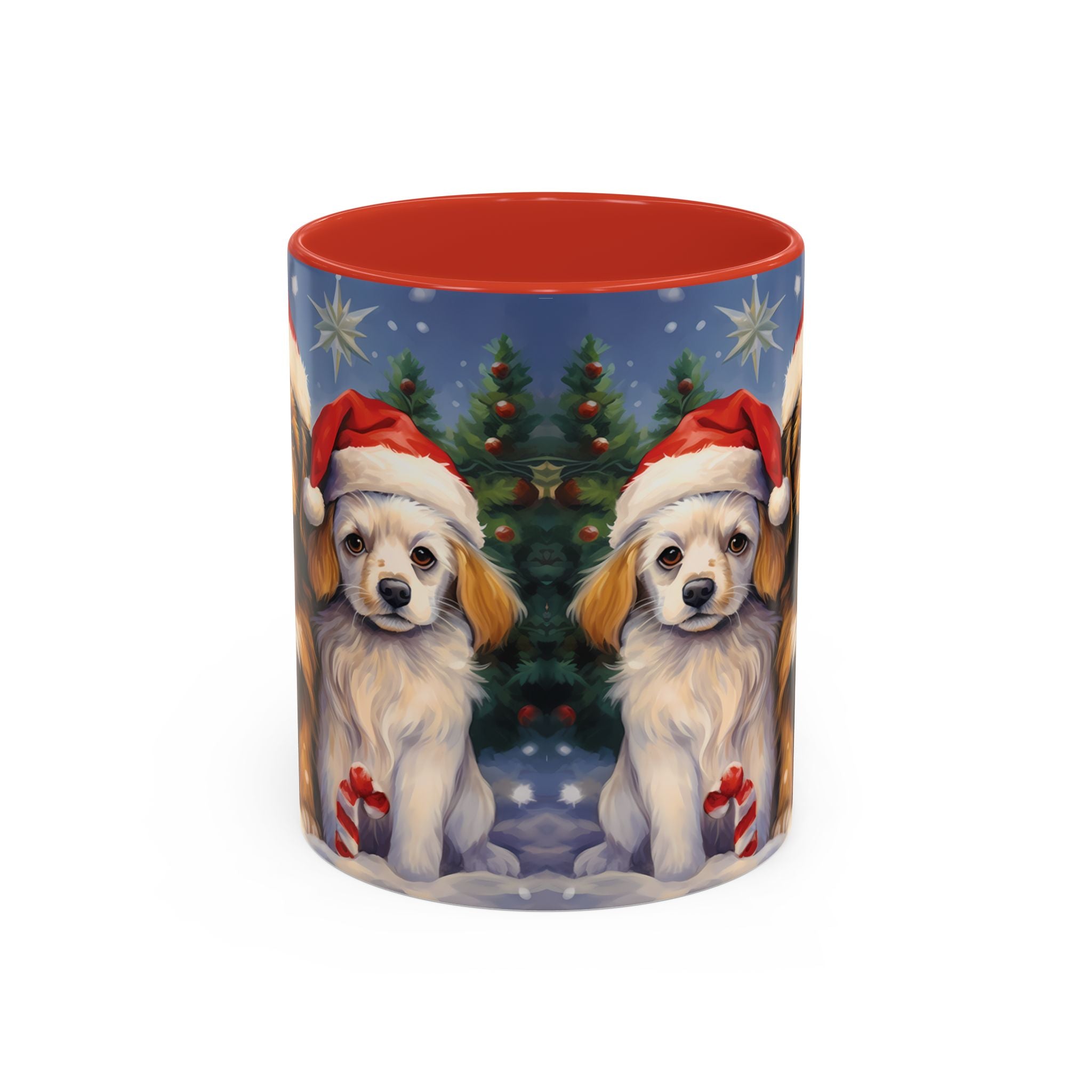 Christmas Puppies Coffee Mug – Festive Santa Hat Dog Accent Mug (11/15oz)