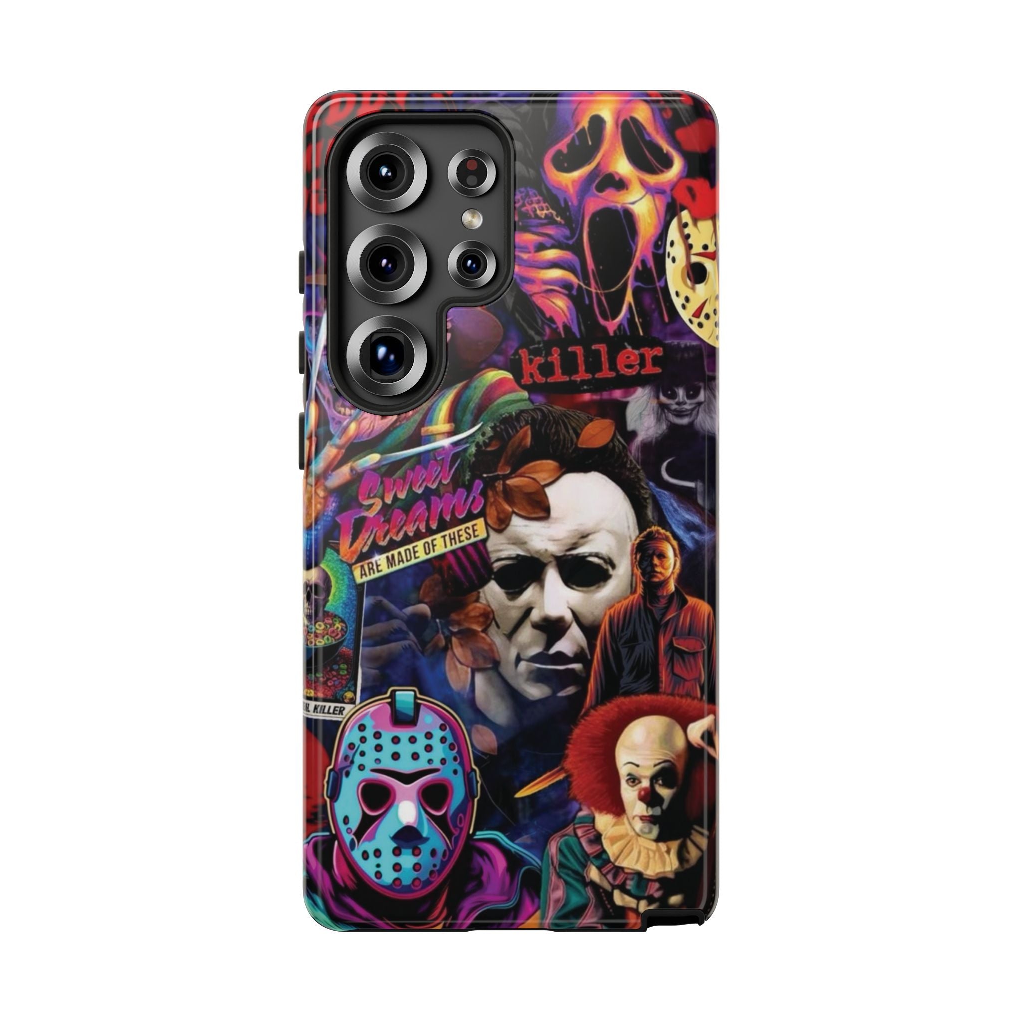Horror Movie Collage Phone Case — Classic Slasher Icons (Michael Myers, Jason, Freddy, Ghostface, Pennywise)