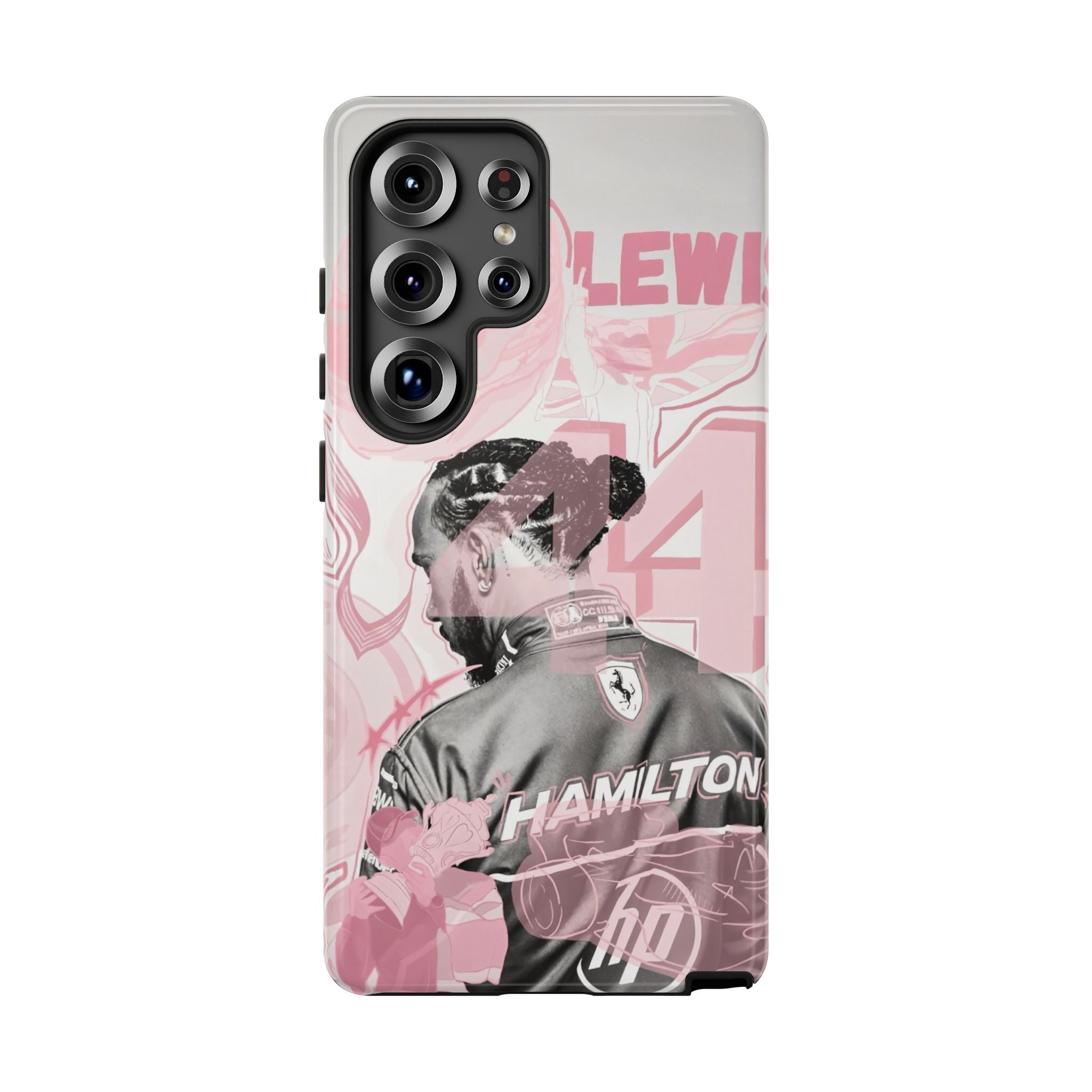Hamilton Racing Phone Case — Pink Retro Driver Collage Tough Case