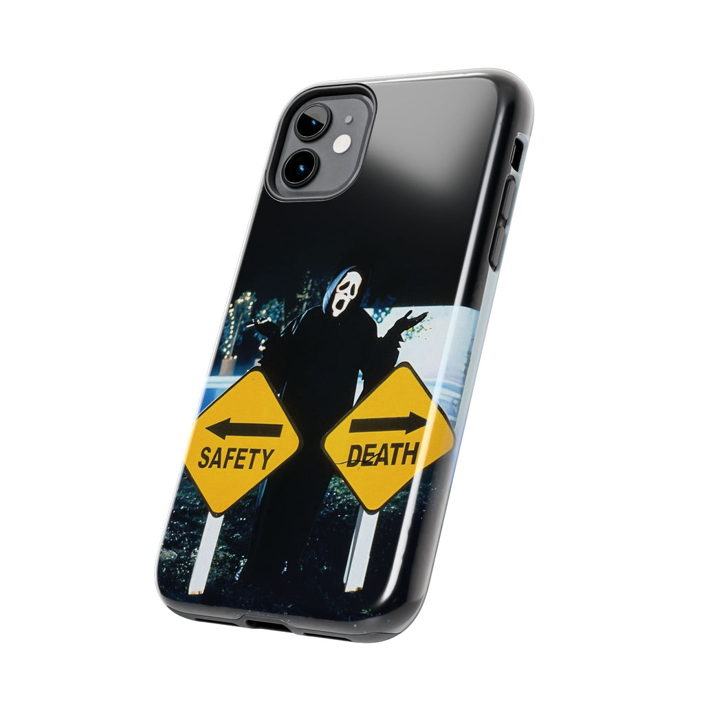 Spooky Phone Cases with Safety and Death Design, Halloween Gift, Horror Movie Merch, Unique Phone Accessories, Fun and Functional