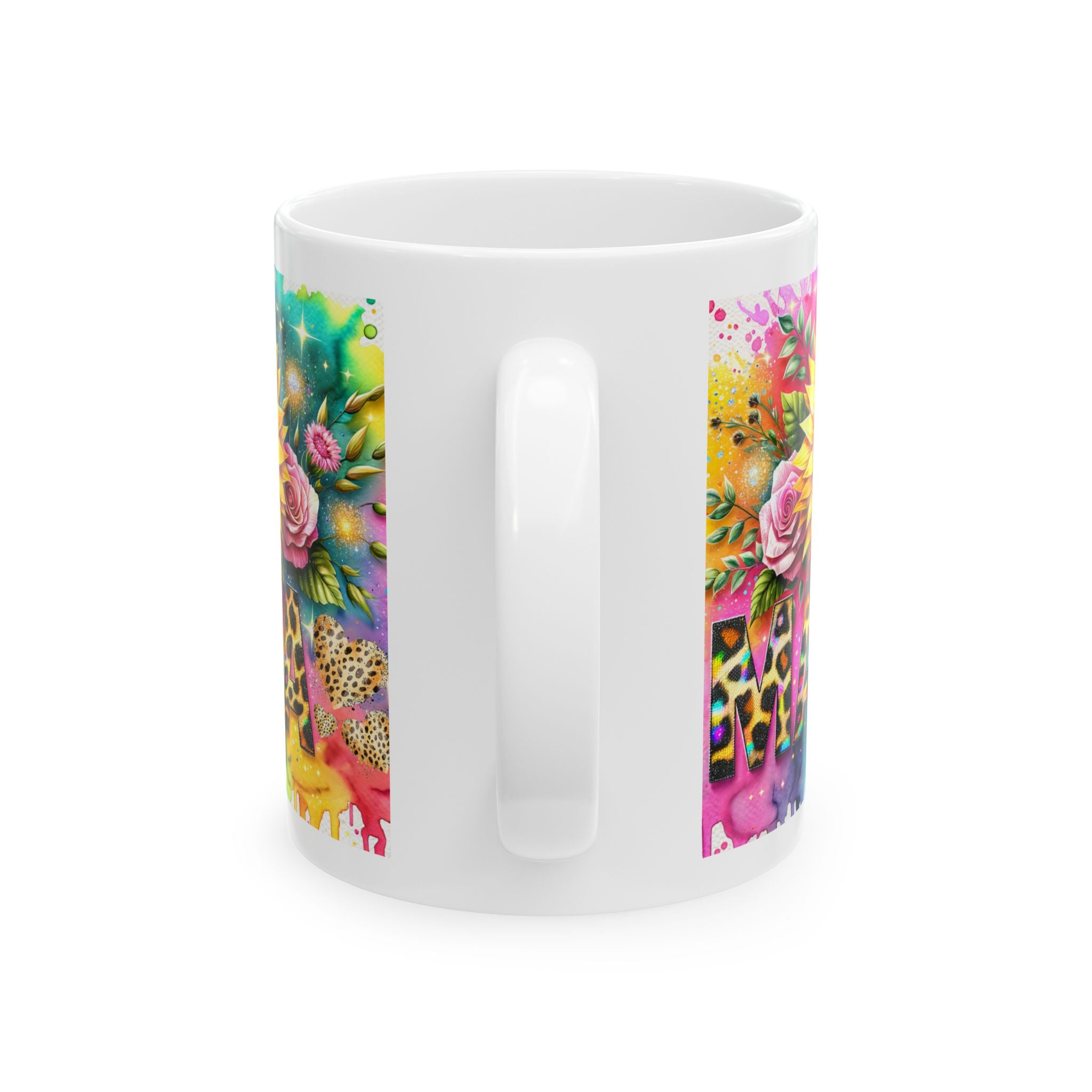 Vibrant Floral Leopard Print Mug | Colorful Coffee Cup for Mom | Cute Gift for Mother's Day, Birthdays, or Any Occasion