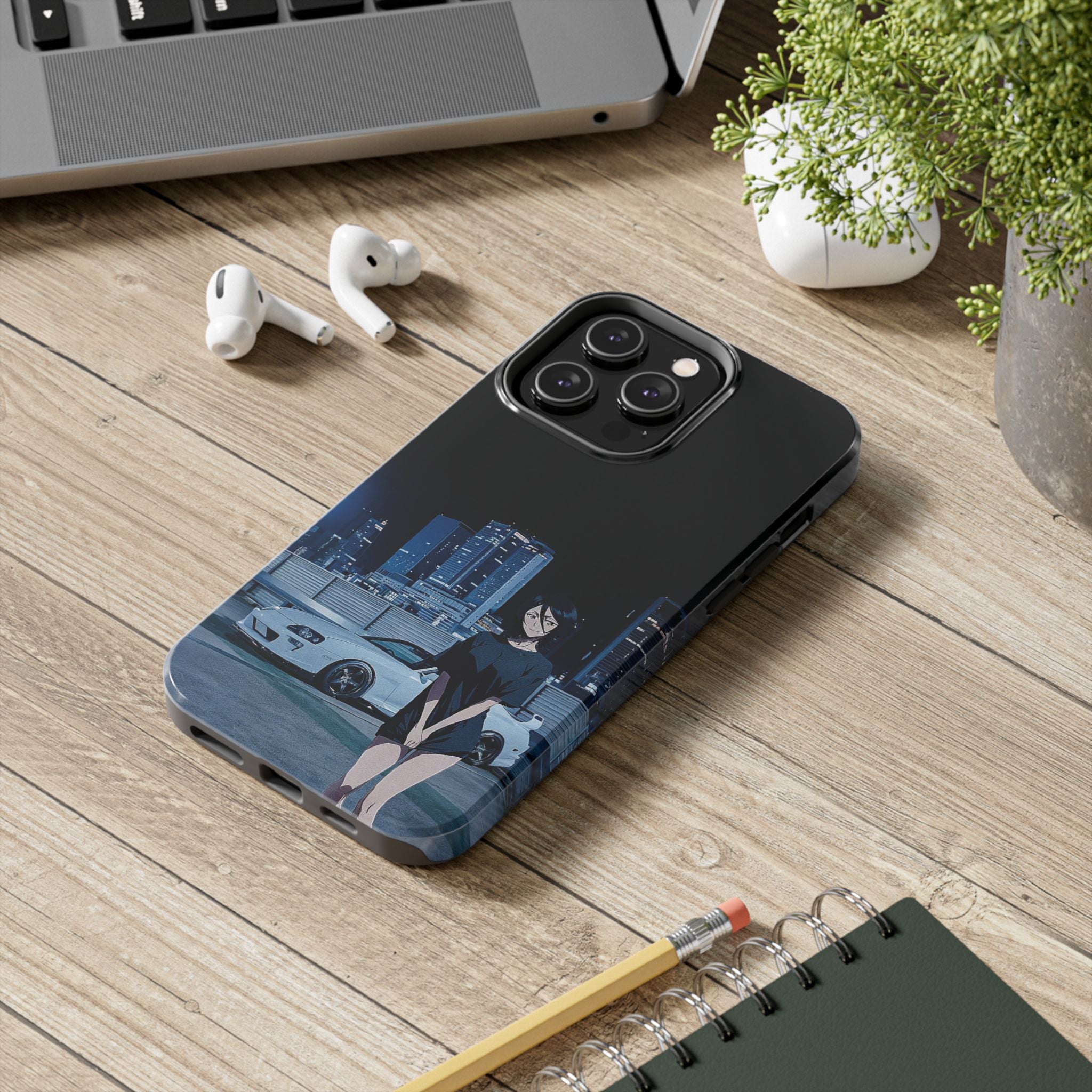 Anime-Inspired Tough Phone Case for Car Enthusiasts