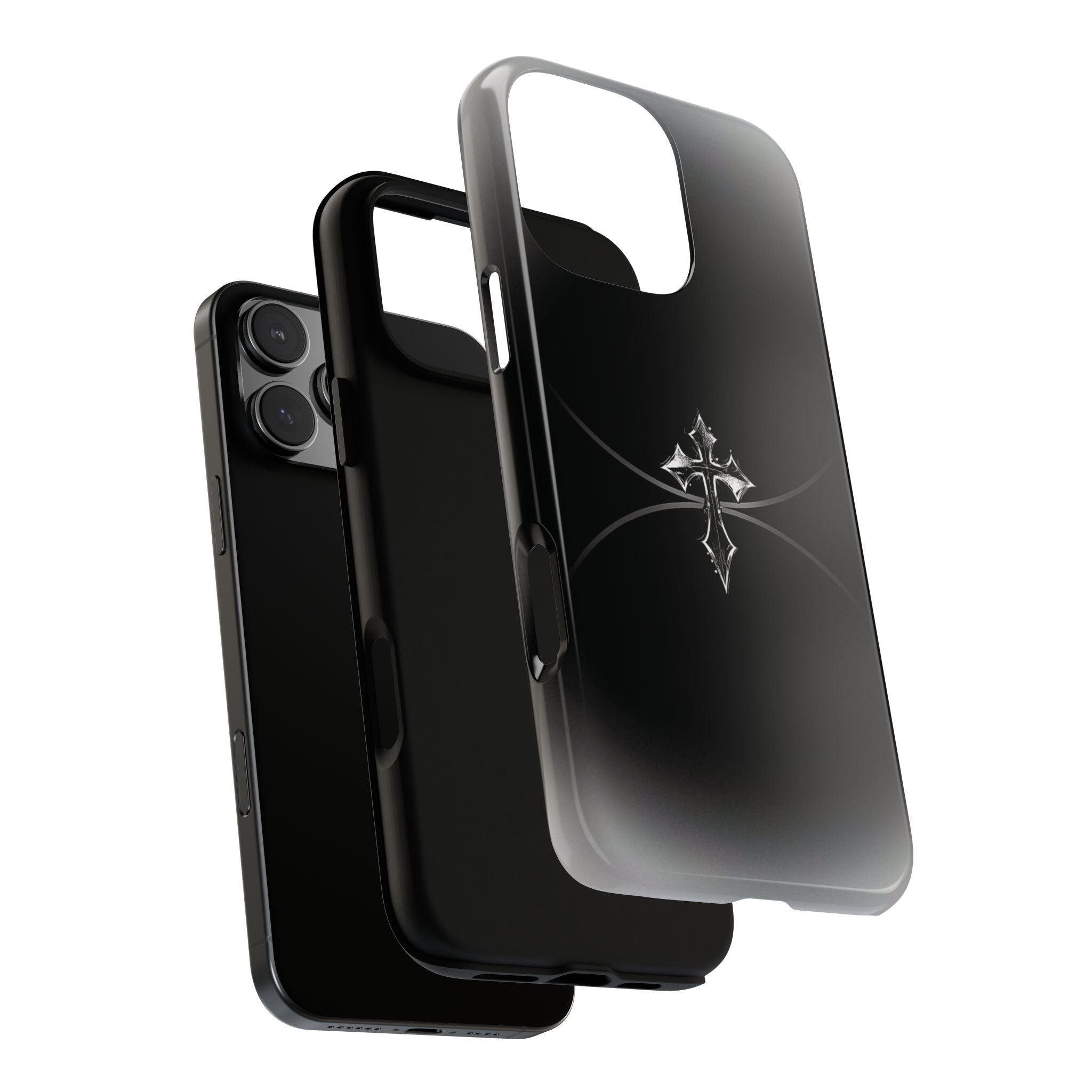 Cross Emblem Tough Phone Case — Rugged Black Protective Cover