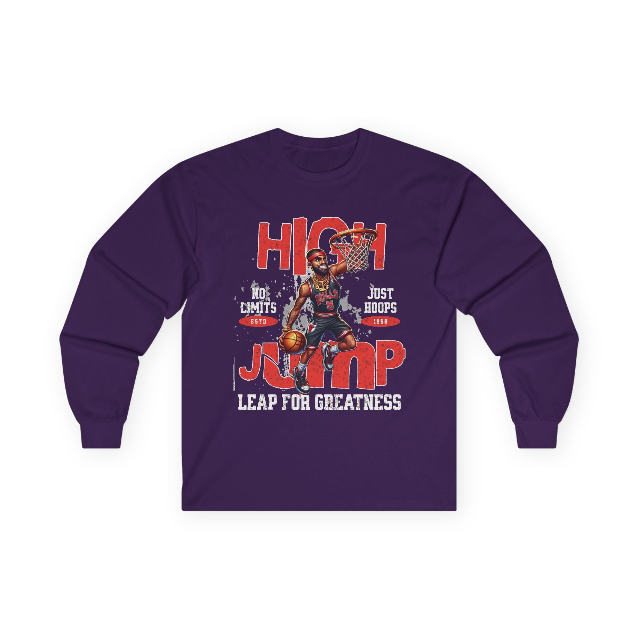 High Jump Long Sleeve Tee - Leap for Greatness Basketball Shirt