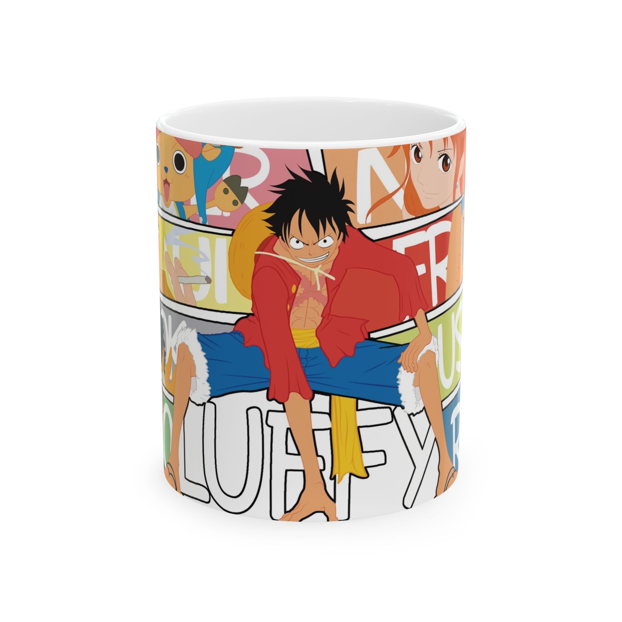 Anime Character Collage Ceramic Mug (11oz, 15oz) — Luffy Crew Design