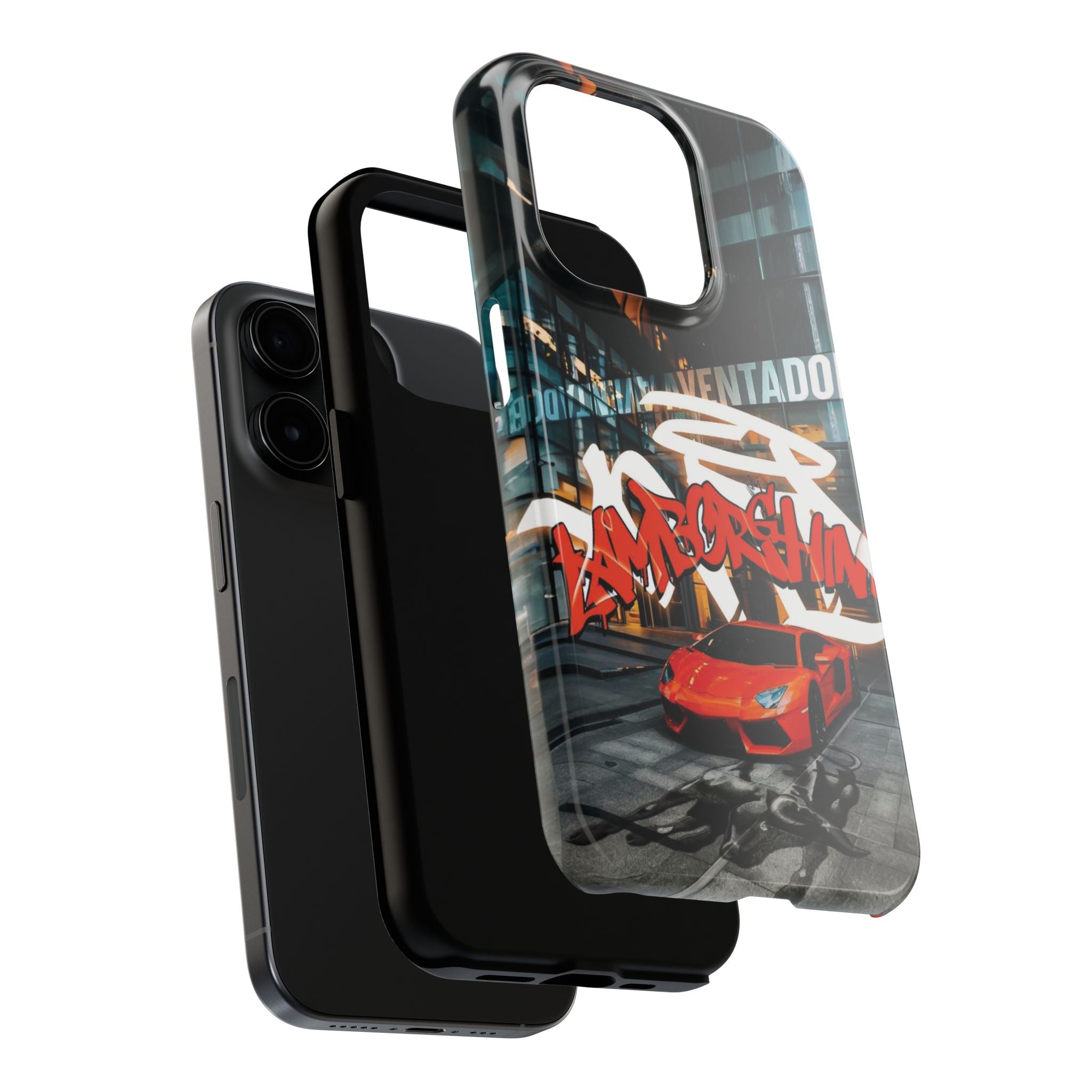 Urban Graffiti Tough Phone Case - Red Lamborghini Design