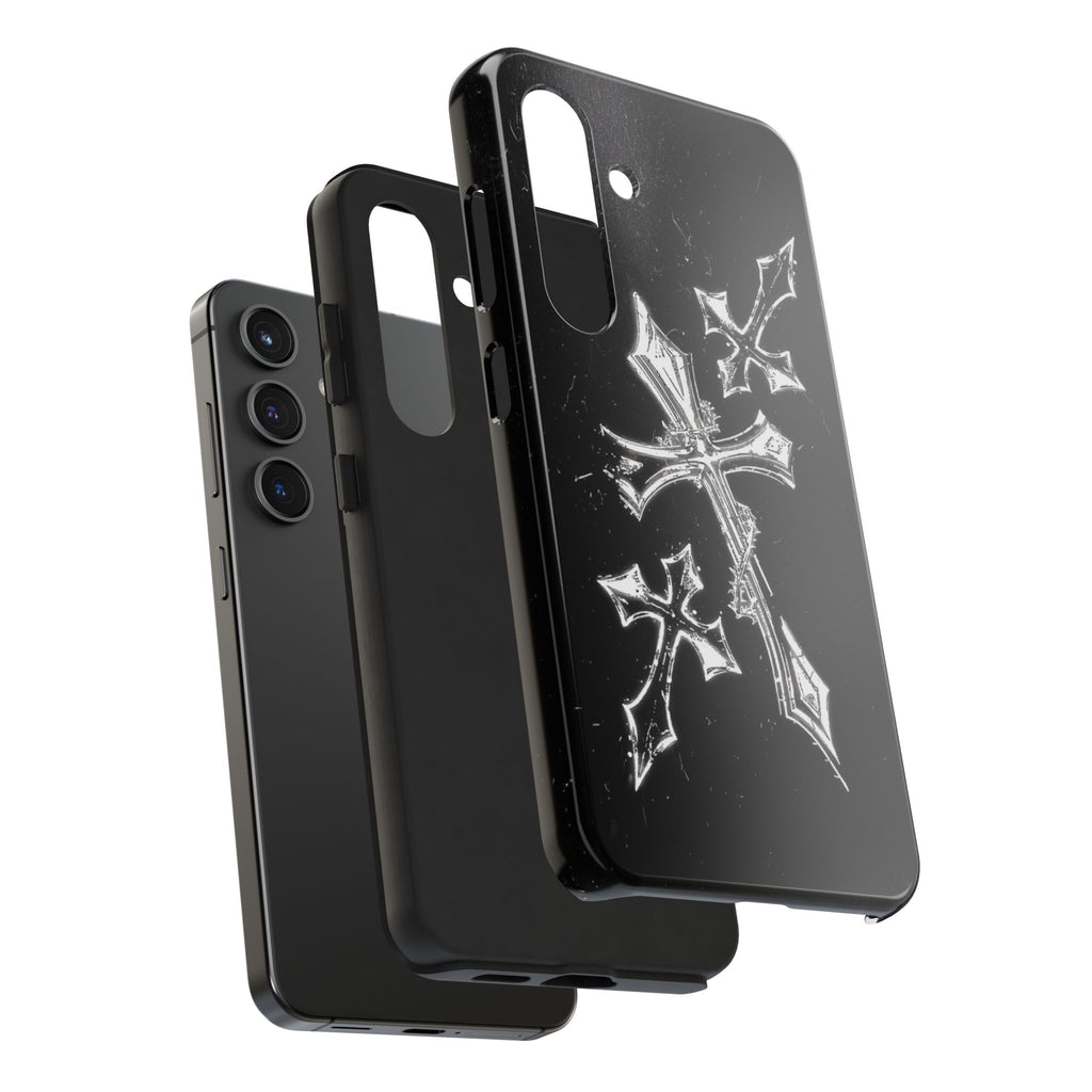 Tough Phone Case with Cross Design, Gothic Phone Cover, Personalized Phone Case, Customizable Tech Accessories, Unique Gift Idea