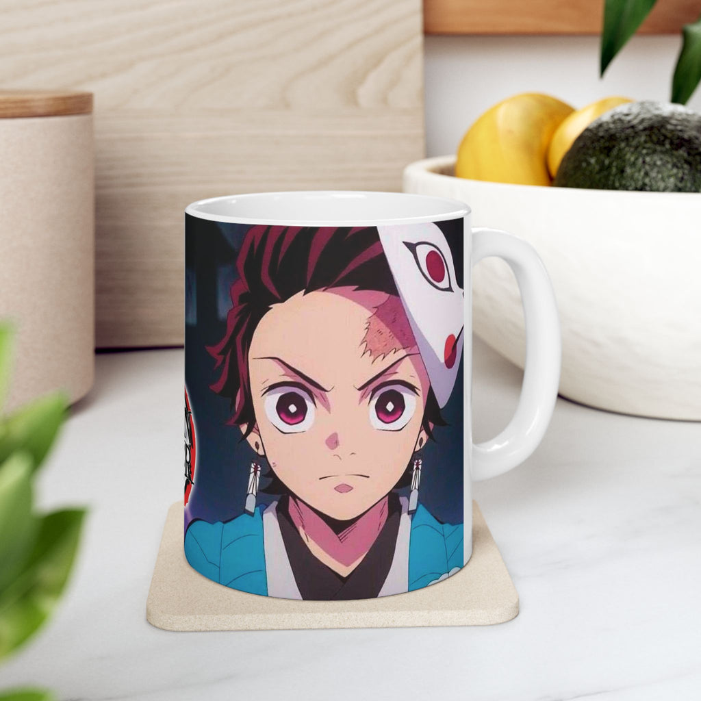 Demon Slayer Anime Ceramic Mug (11oz/15oz) — Tanjiro & Masked Character Graphic