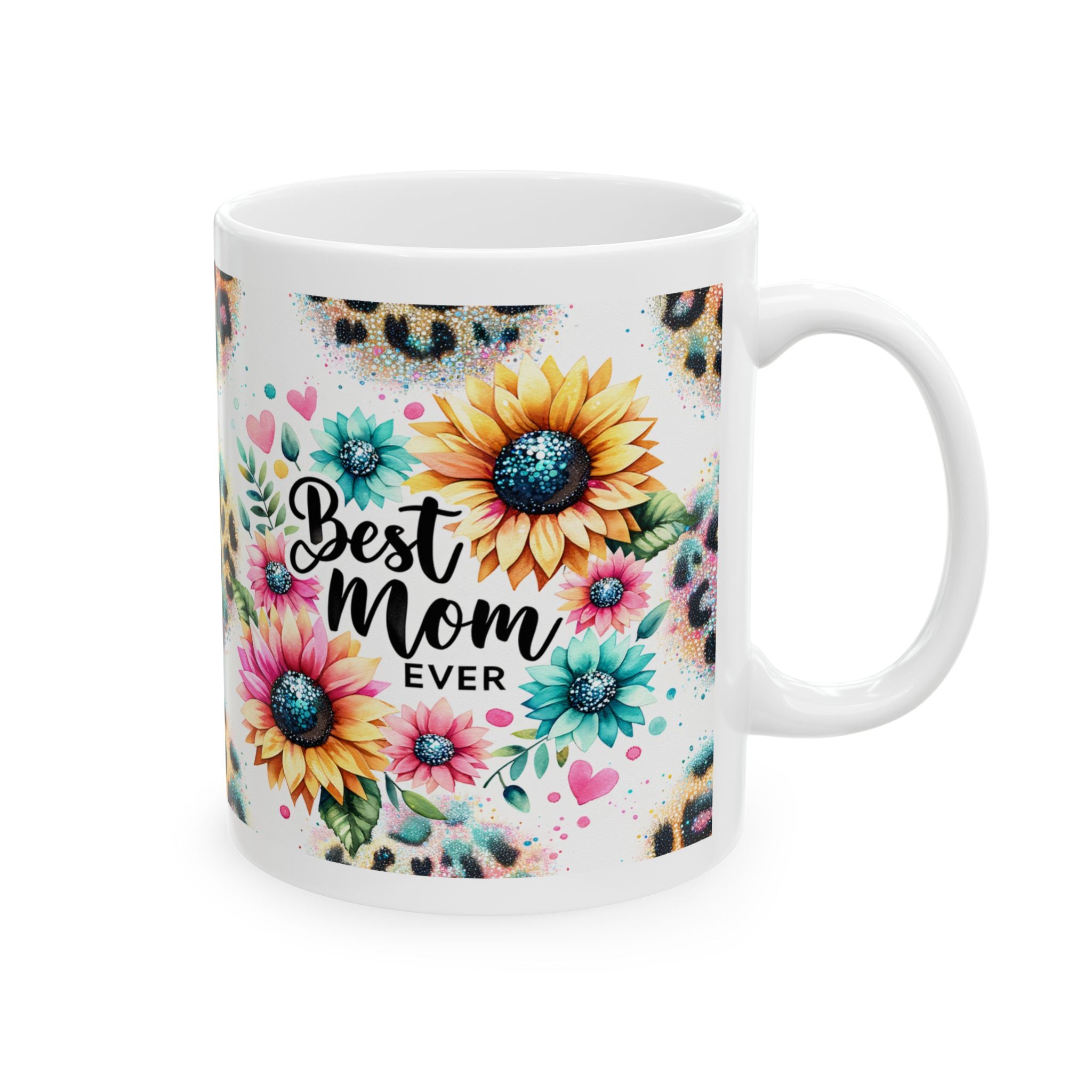 Floral Leopard Print Ceramic Mug, Perfect for Coffee Lovers, Gifts for Mom, Brighten Your Morning, Personalized Gift, Fun Kitchen Decor