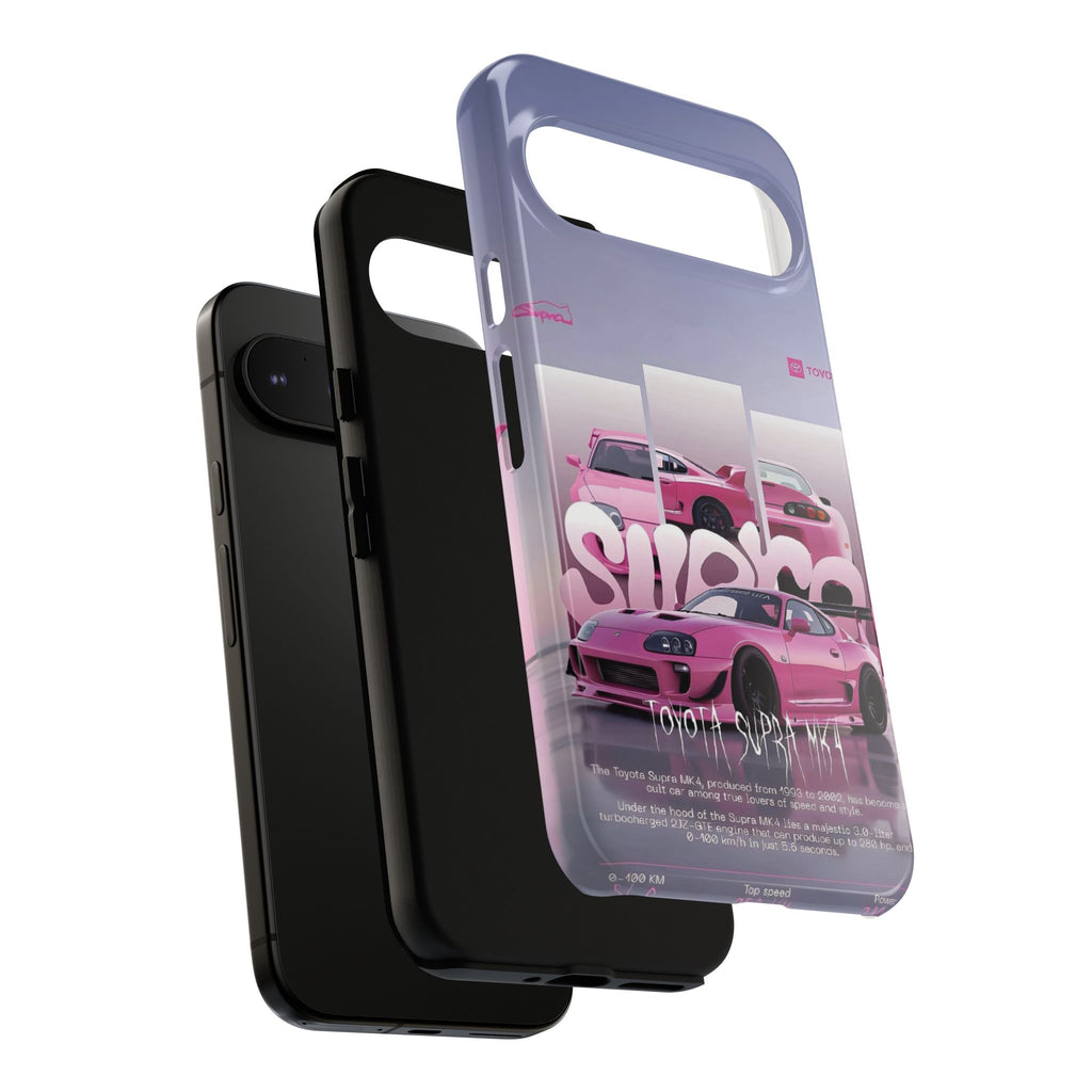 Pink Toyota Supra Phone Case — Retro Car Graffiti Design