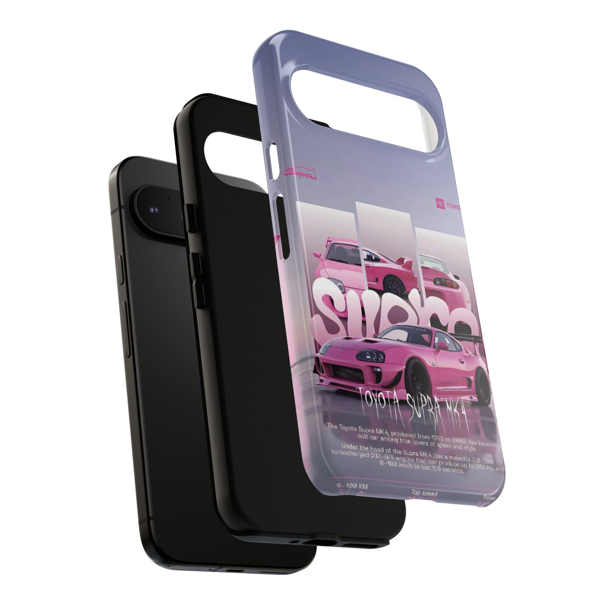 Pink Toyota Supra Phone Case — Retro Car Graffiti Design