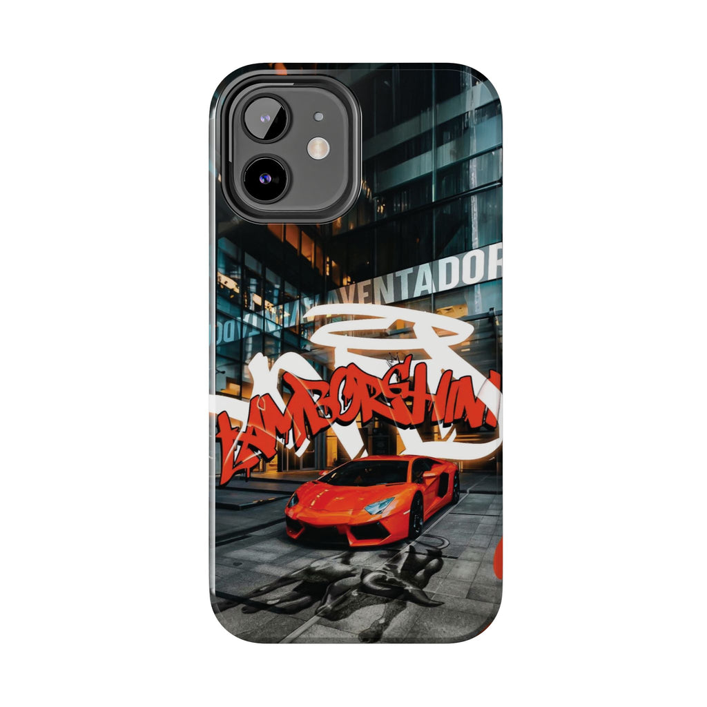 Urban Graffiti Tough Phone Case - Red Lamborghini Design
