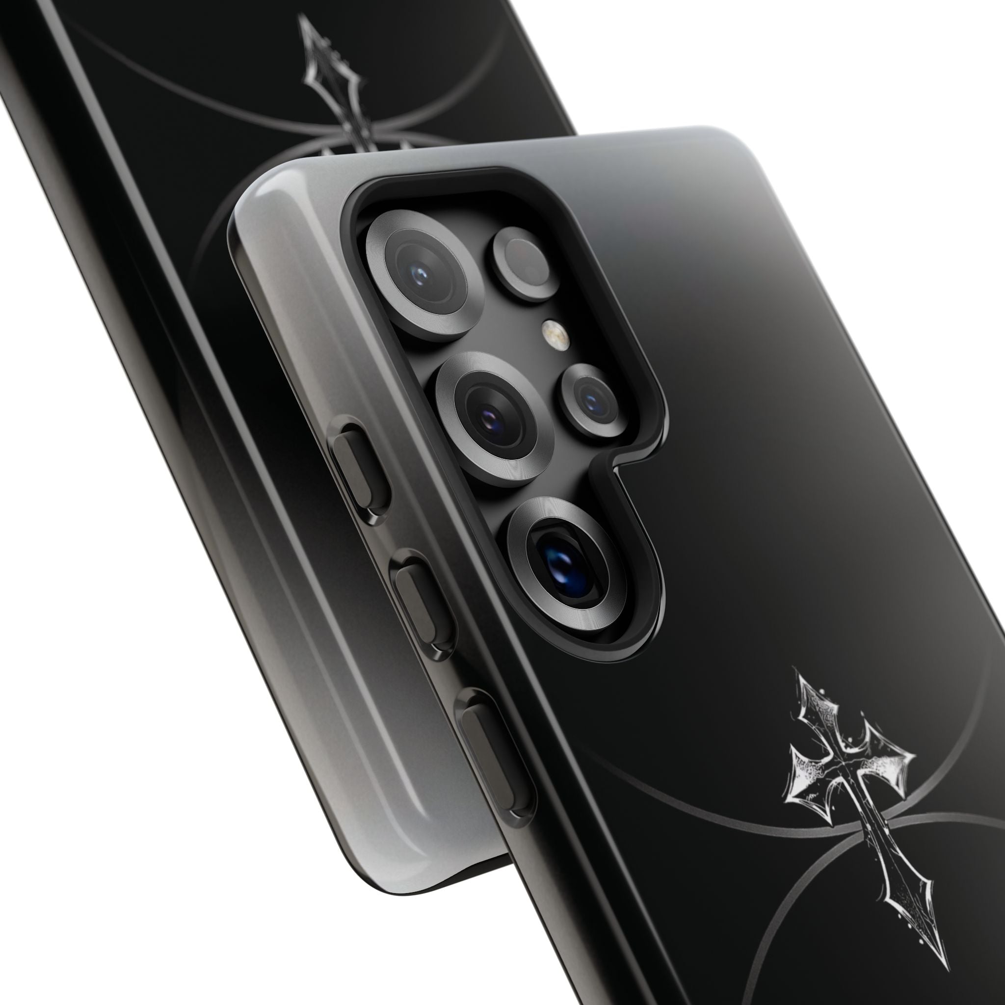 Cross Emblem Tough Phone Case — Rugged Black Protective Cover