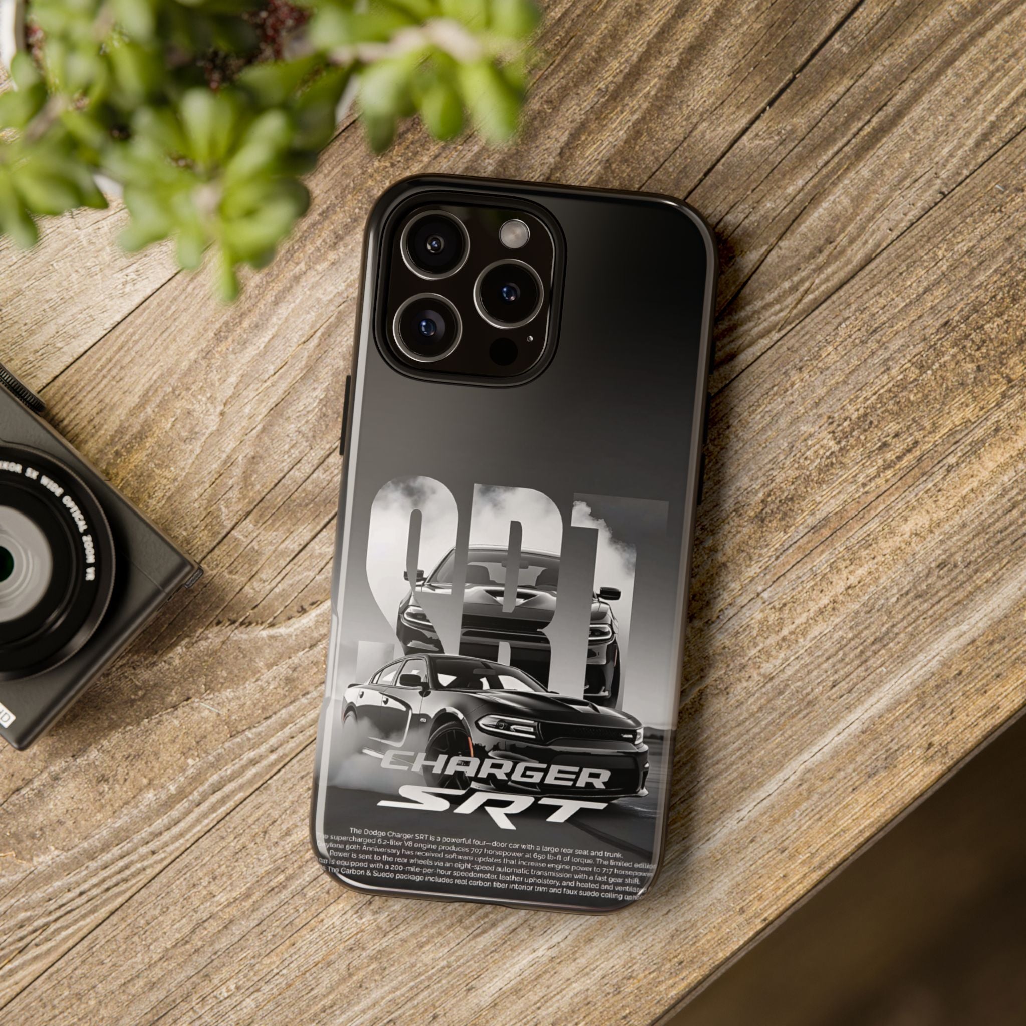 Charger SRT Tough Cases Phone Case — Monochrome Muscle Car Design