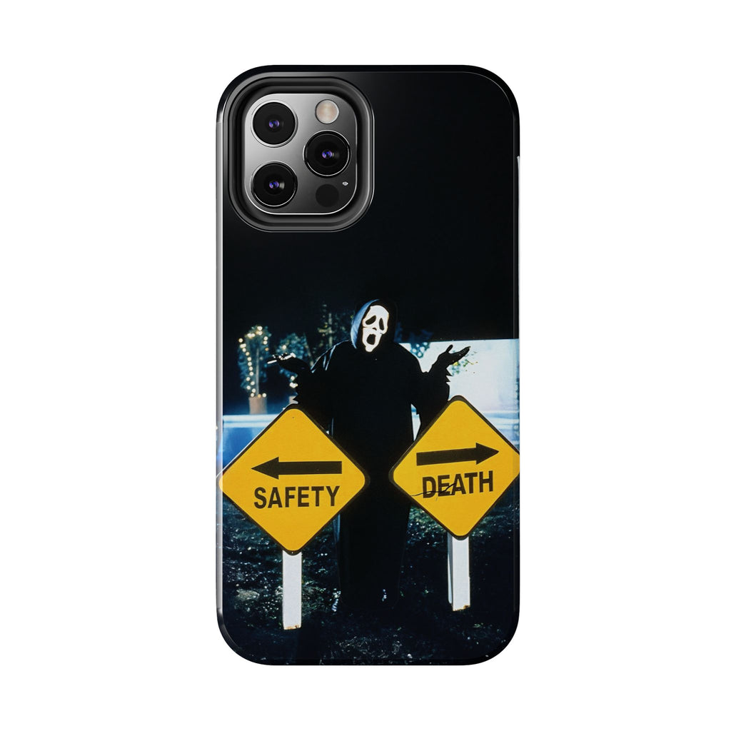 Spooky Phone Cases with Safety and Death Design, Halloween Gift, Horror Movie Merch, Unique Phone Accessories, Fun and Functional