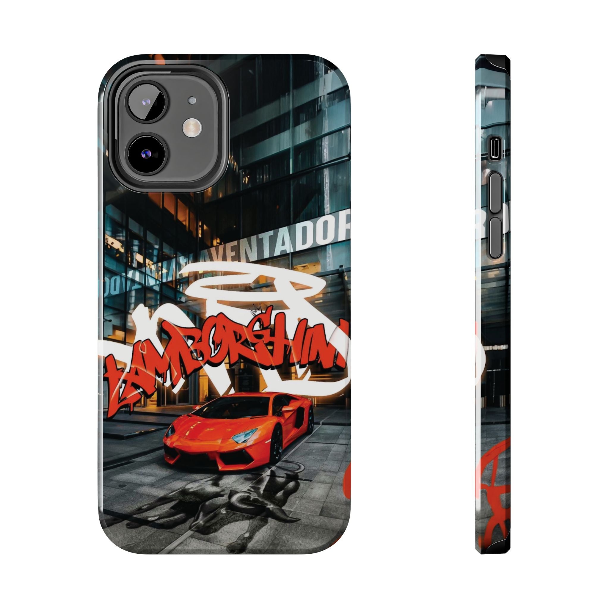 Urban Graffiti Tough Phone Case - Red Lamborghini Design