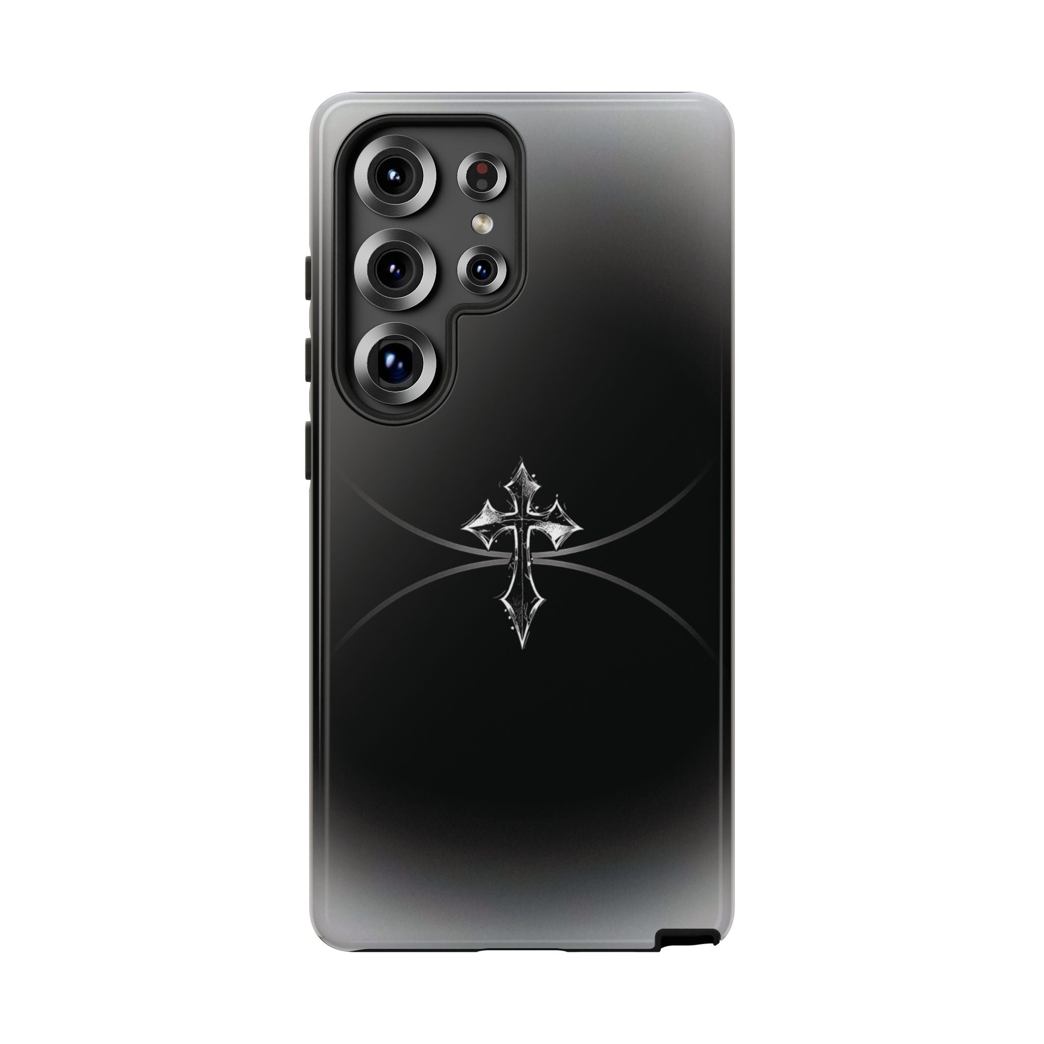 Cross Emblem Tough Phone Case — Rugged Black Protective Cover