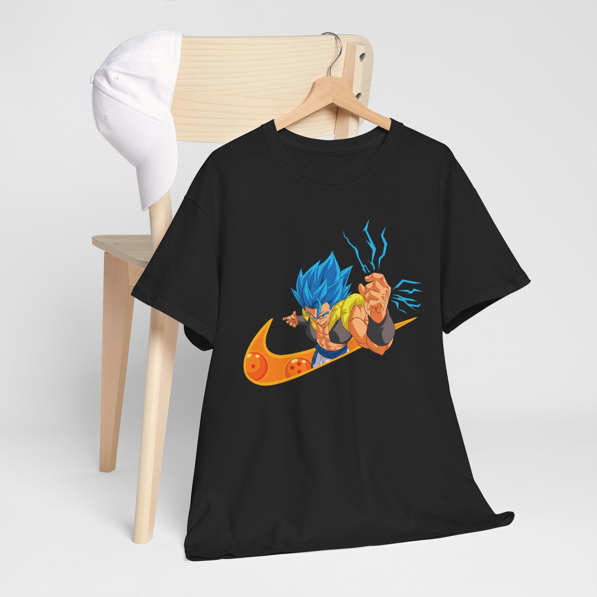 Anime Power Fusion Tee — Blue-Haired Warrior with Dragon Orb Graphic