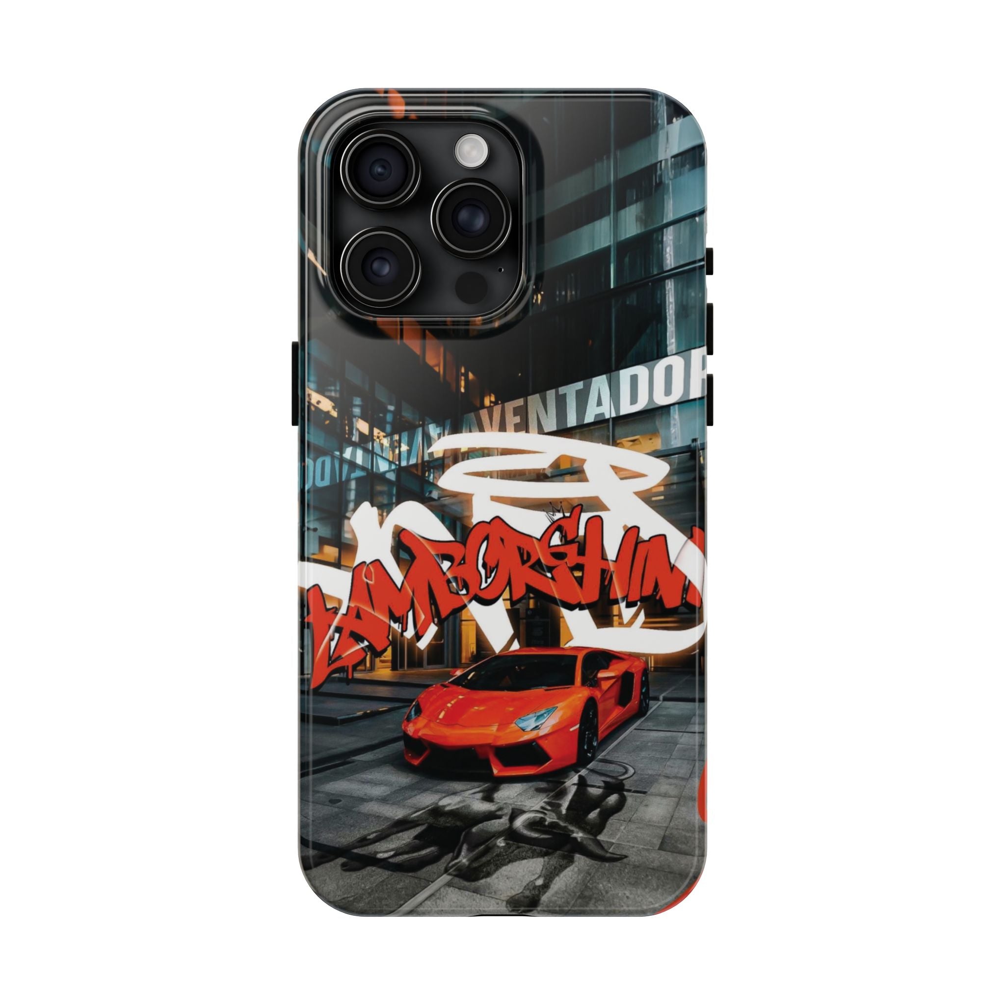 Urban Graffiti Tough Phone Case - Red Lamborghini Design