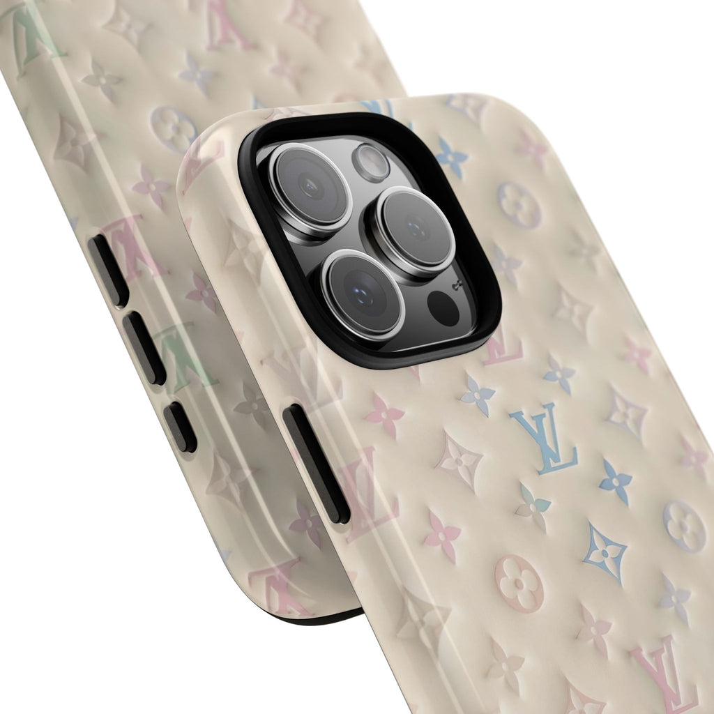 Pastel Quilted Monogram Phone Case — LV-Inspired Tough Protective Cover