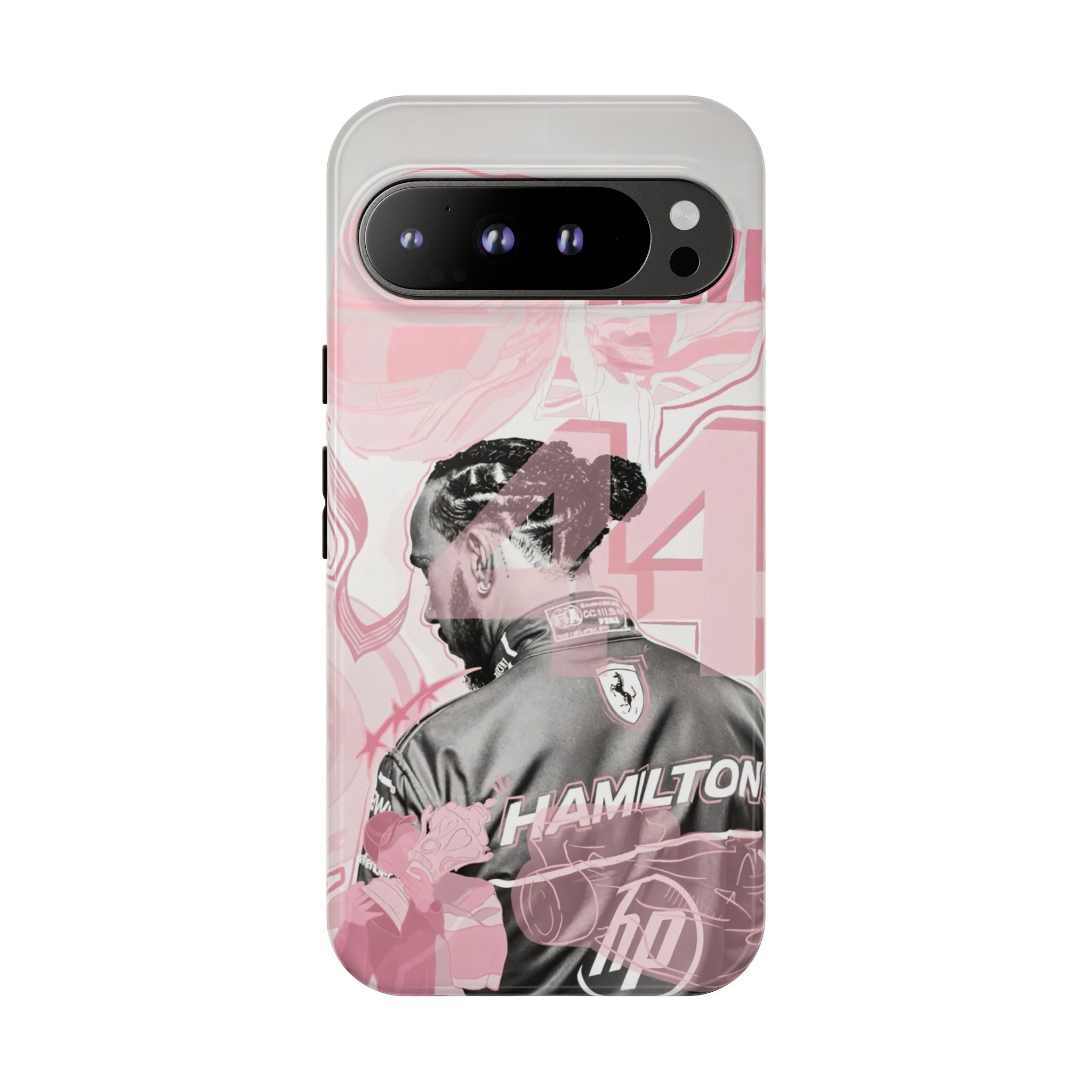 Hamilton Racing Phone Case — Pink Retro Driver Collage Tough Case