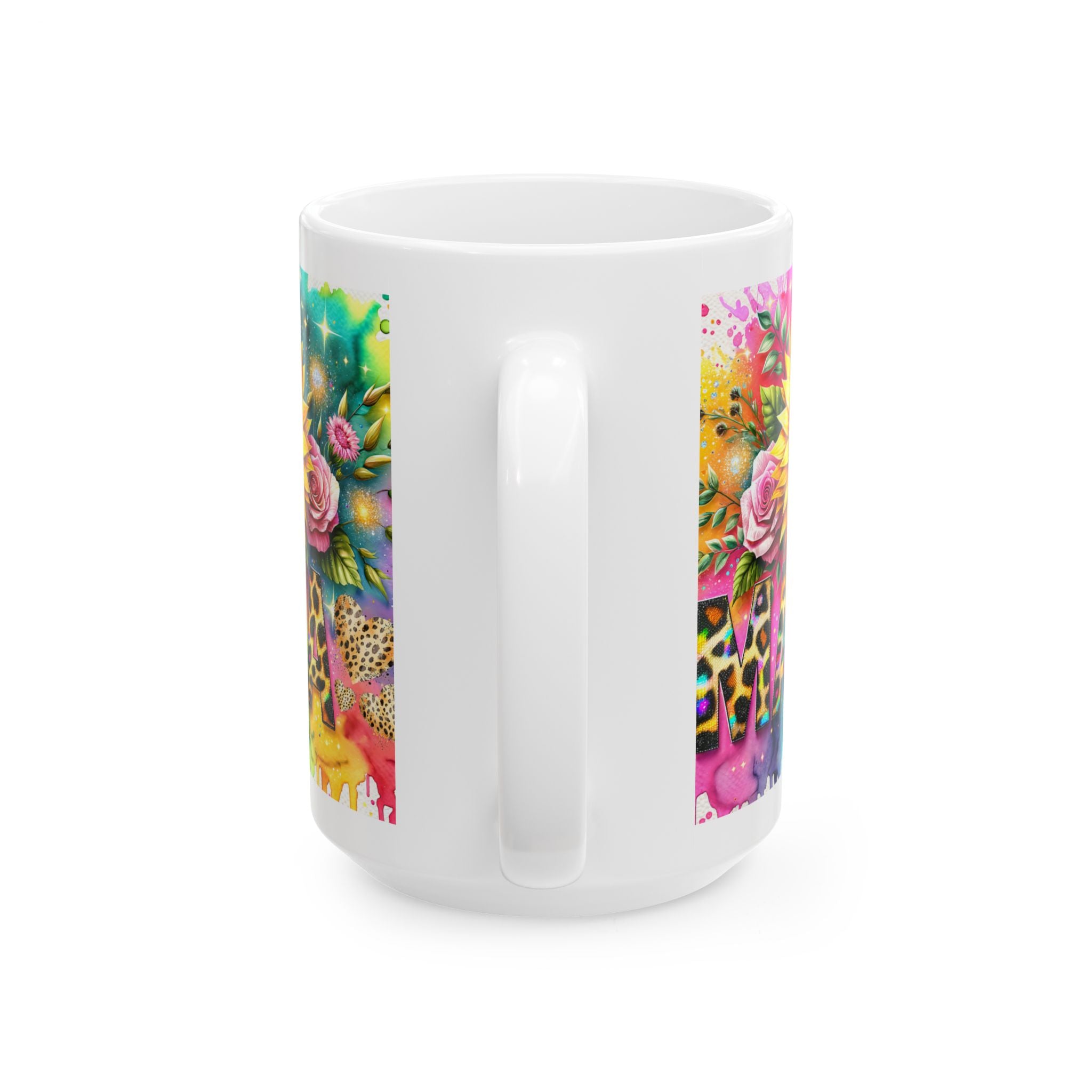 Vibrant Floral Leopard Print Mug | Colorful Coffee Cup for Mom | Cute Gift for Mother's Day, Birthdays, or Any Occasion