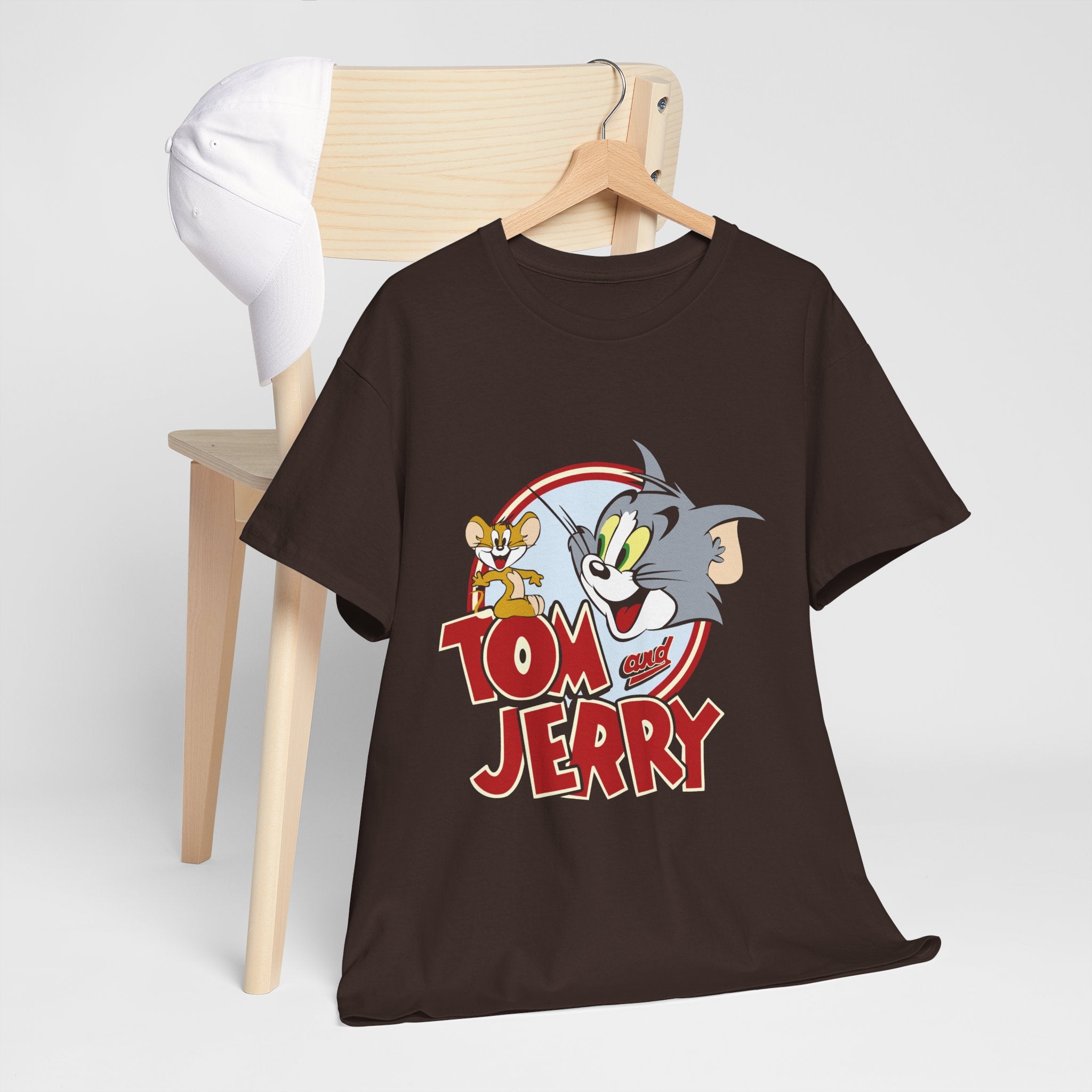 Tom and Jerry Unisex Heavy Cotton Tee, Funny Cartoon Shirt, Casual Wear, Gift for Kids and Adults, Retro Comics Tee