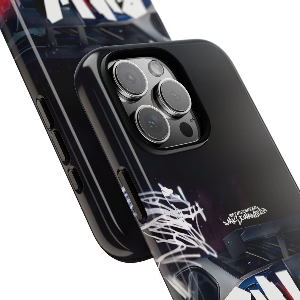 Racing Graffiti Tough Phone Case — Blue Sports Car Design