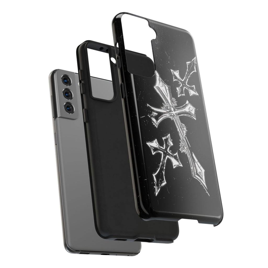 Tough Phone Case with Cross Design, Gothic Phone Cover, Personalized Phone Case, Customizable Tech Accessories, Unique Gift Idea
