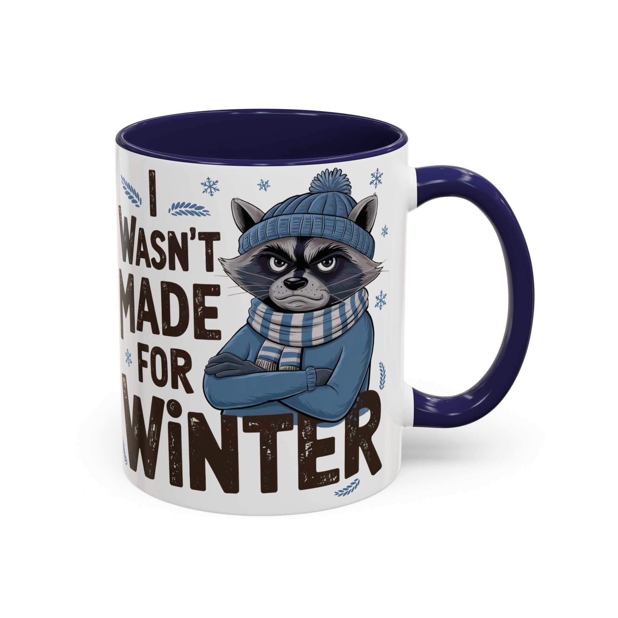 Winter-Themed Accent Coffee Mug, Funny Raccoon Design, Perfect for Coffee Lovers, Holiday Gift, Cozy Home Decor, Unique Mug