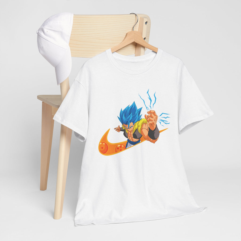 Anime Power Fusion Tee — Blue-Haired Warrior with Dragon Orb Graphic