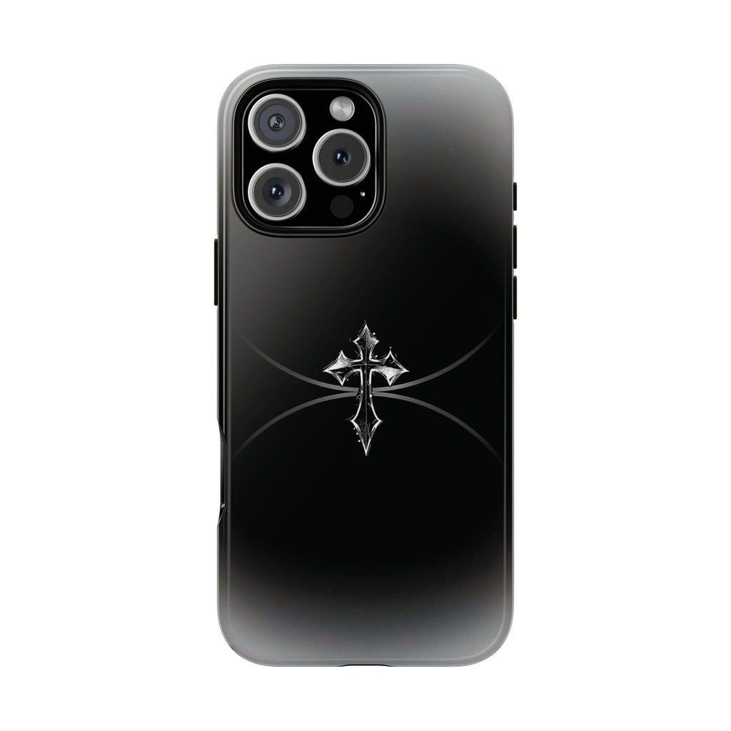 Cross Emblem Tough Phone Case — Rugged Black Protective Cover