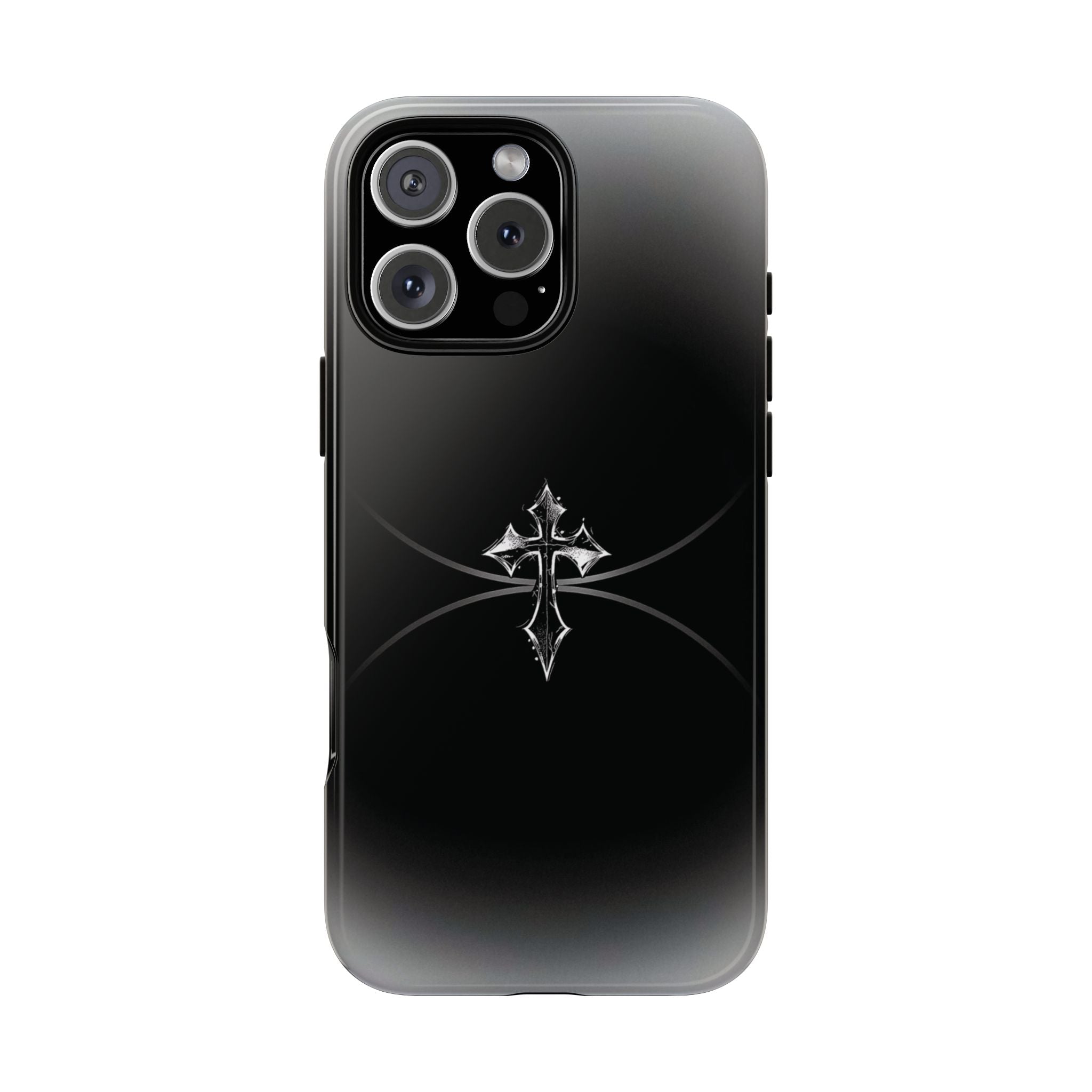 Cross Emblem Tough Phone Case — Rugged Black Protective Cover