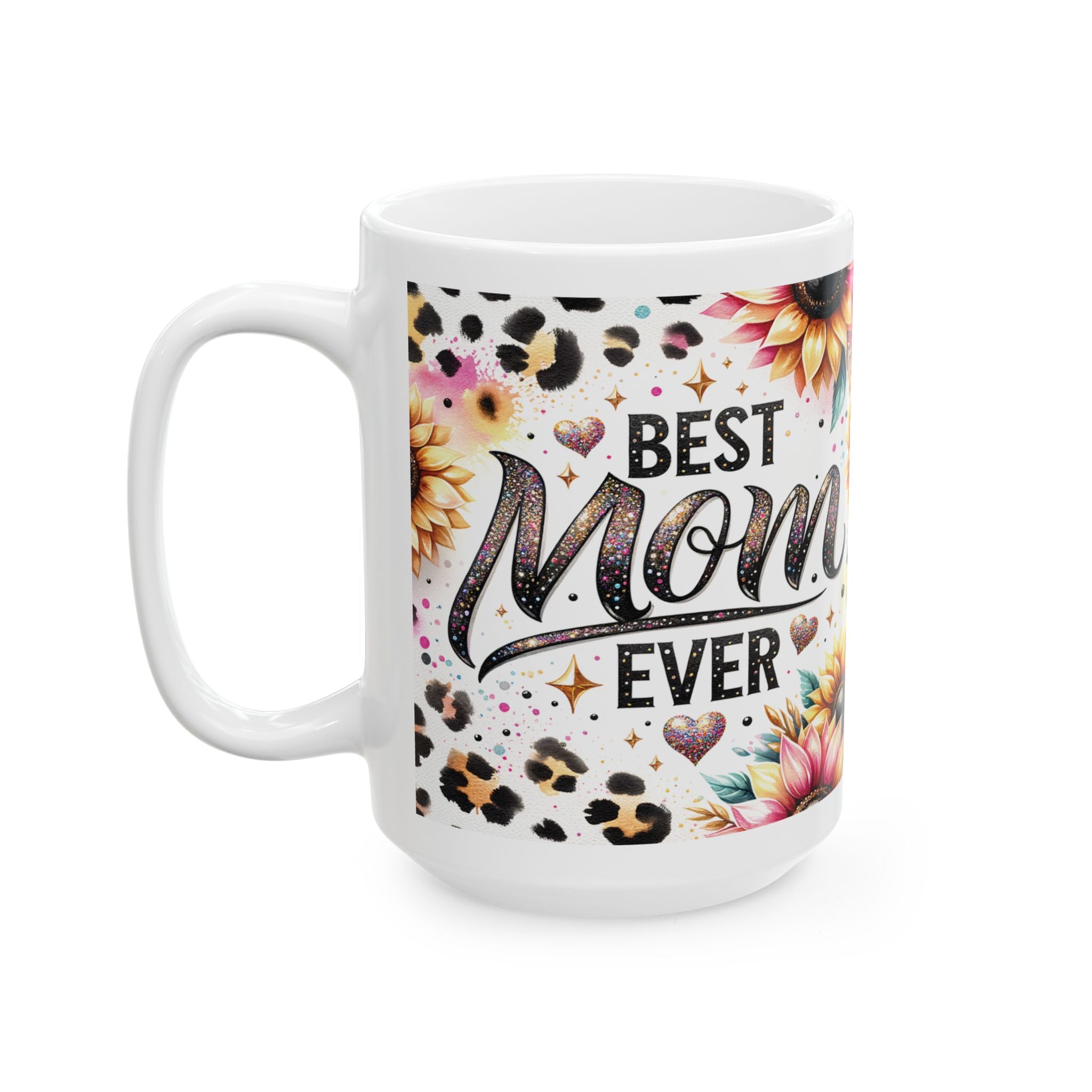 Best Mom Ever Ceramic Mug | Floral Coffee Cup | Gift for Mother's Day, Birthdays, Family Celebrations, Unique Tea Mug