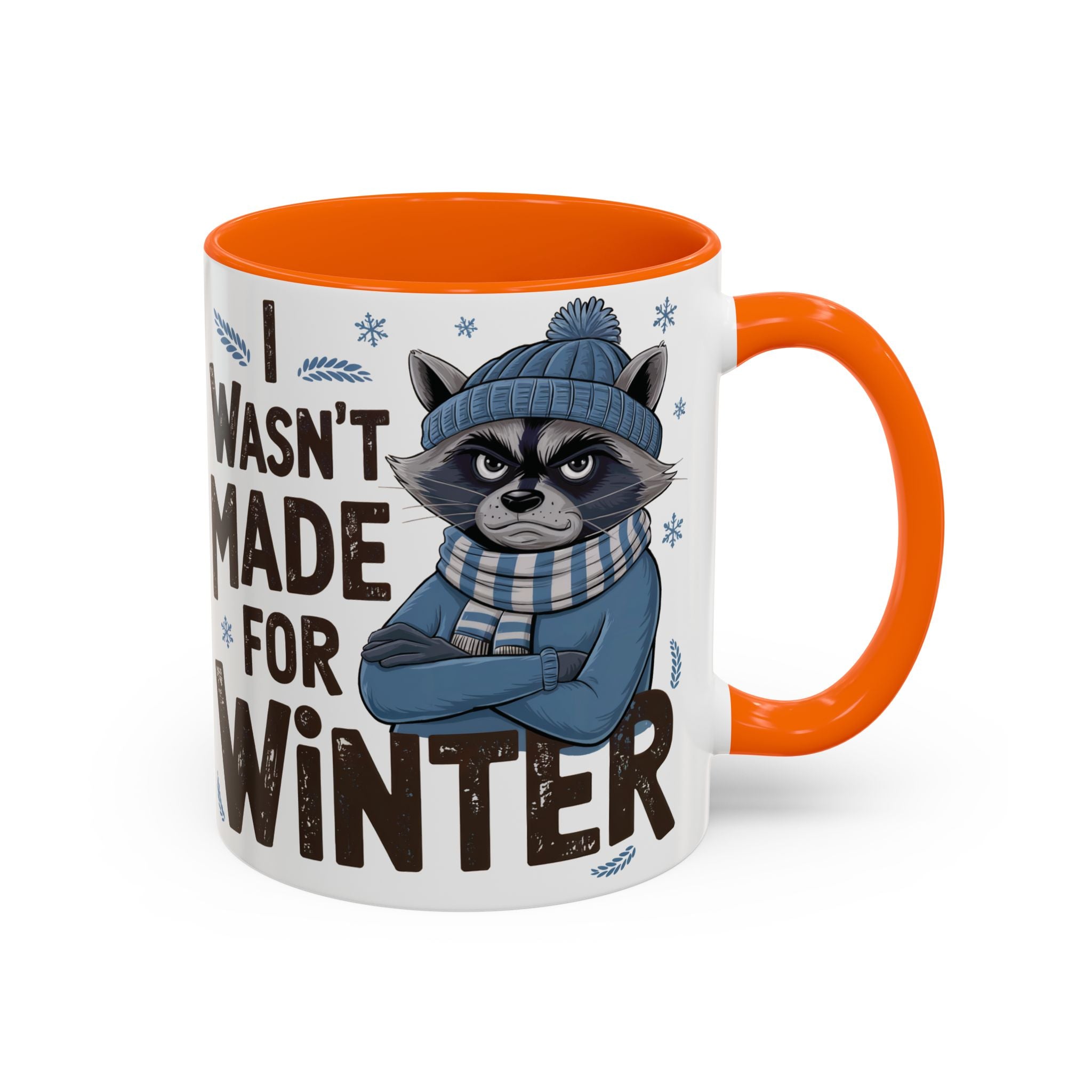 Winter-Themed Accent Coffee Mug, Funny Raccoon Design, Perfect for Coffee Lovers, Holiday Gift, Cozy Home Decor, Unique Mug