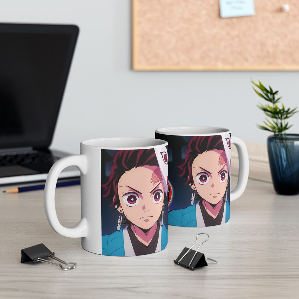 Demon Slayer Anime Ceramic Mug (11oz/15oz) — Tanjiro & Masked Character Graphic