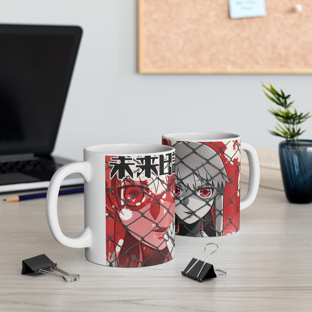 Anime Red Manga Girl Ceramic Mug — Gothic Vampire Aesthetic (11oz/15oz)