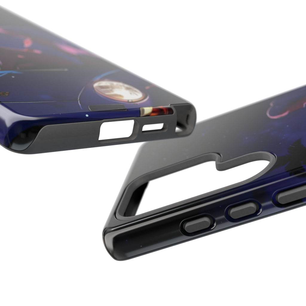 Anime Girl Nightscape Phone Case — Retro Car, Palm Trees & Starry Sunset