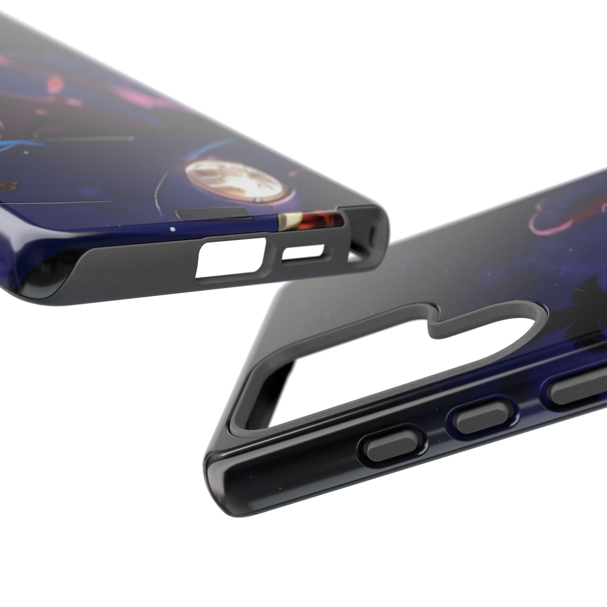 Anime Girl Nightscape Phone Case — Retro Car, Palm Trees & Starry Sunset